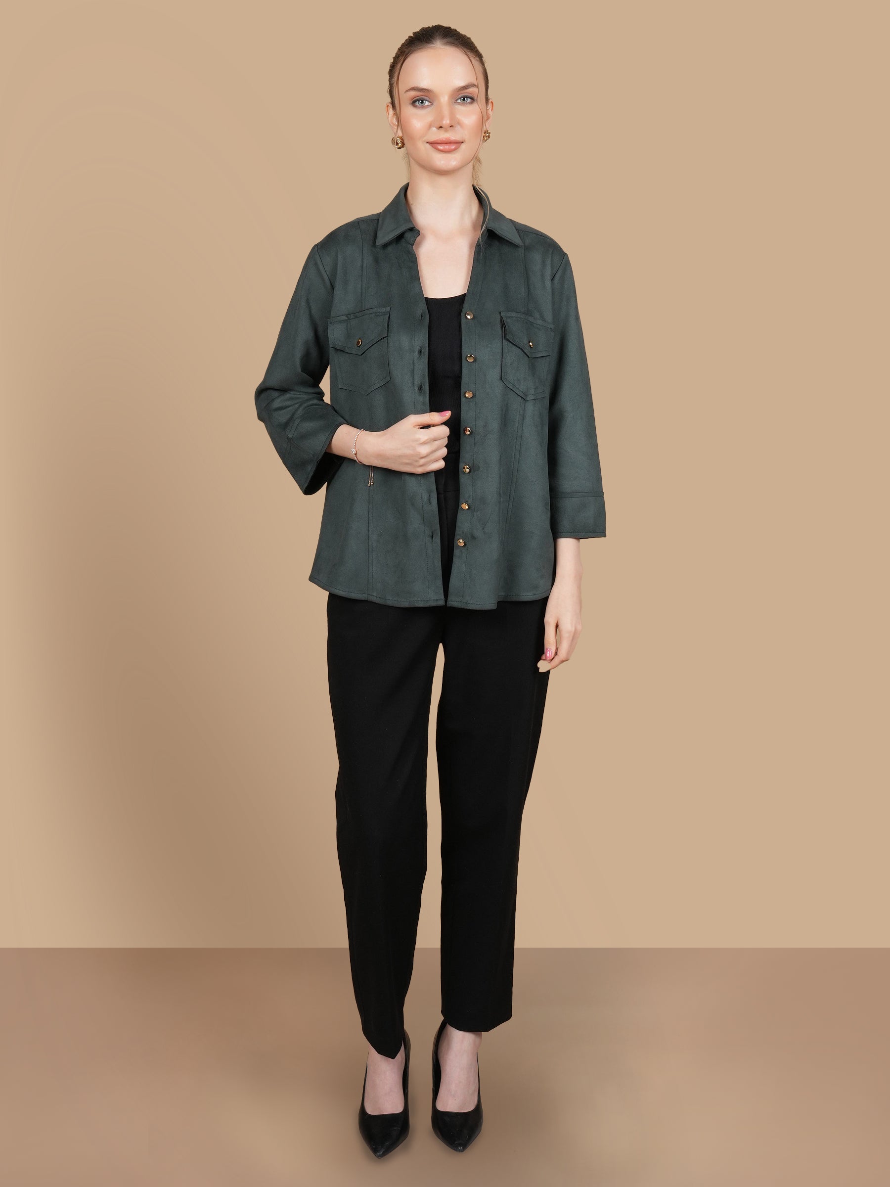 TWIN POCKET SUEDE SHIRT