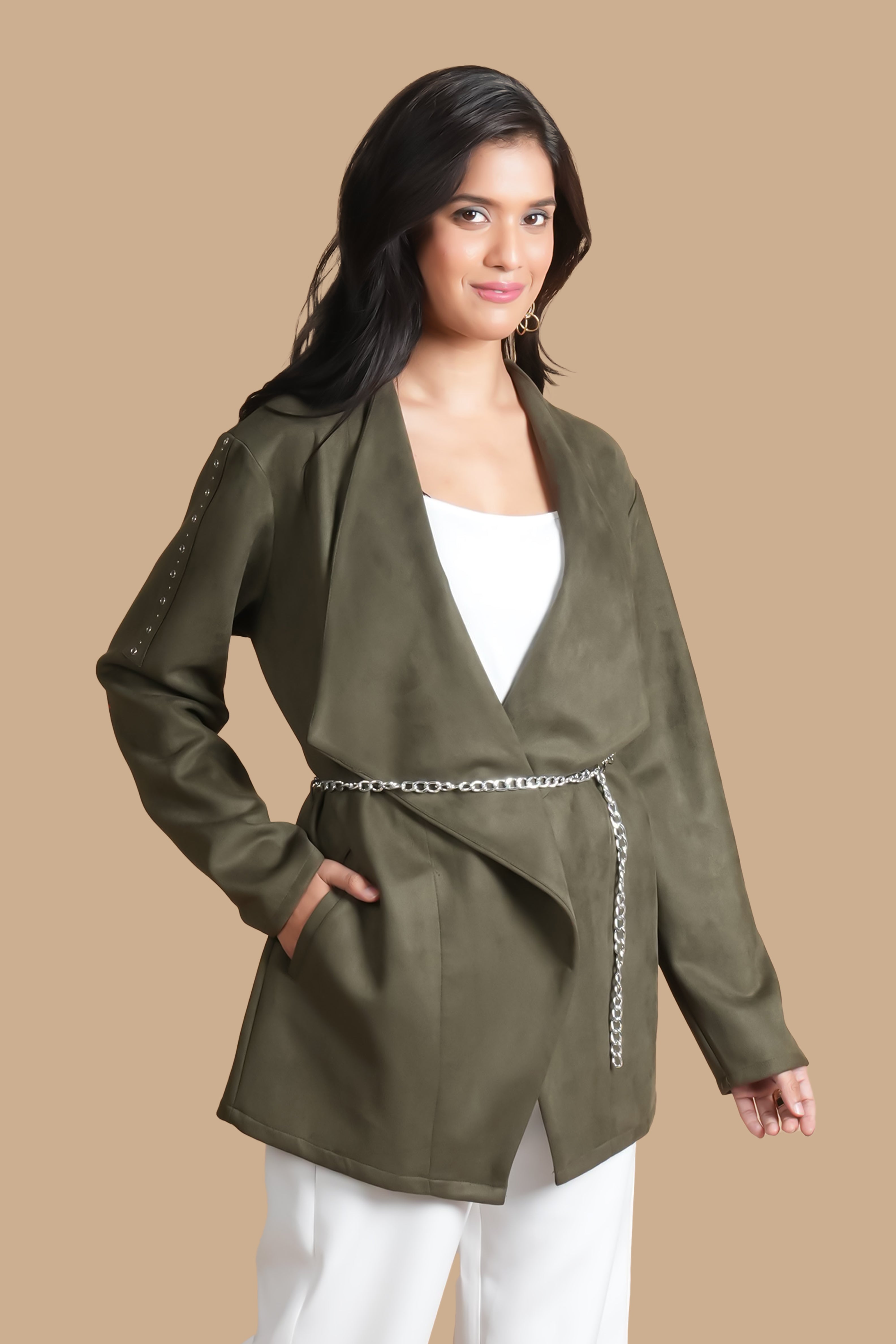 OLIVE GREEN SUEDE OVERLAY