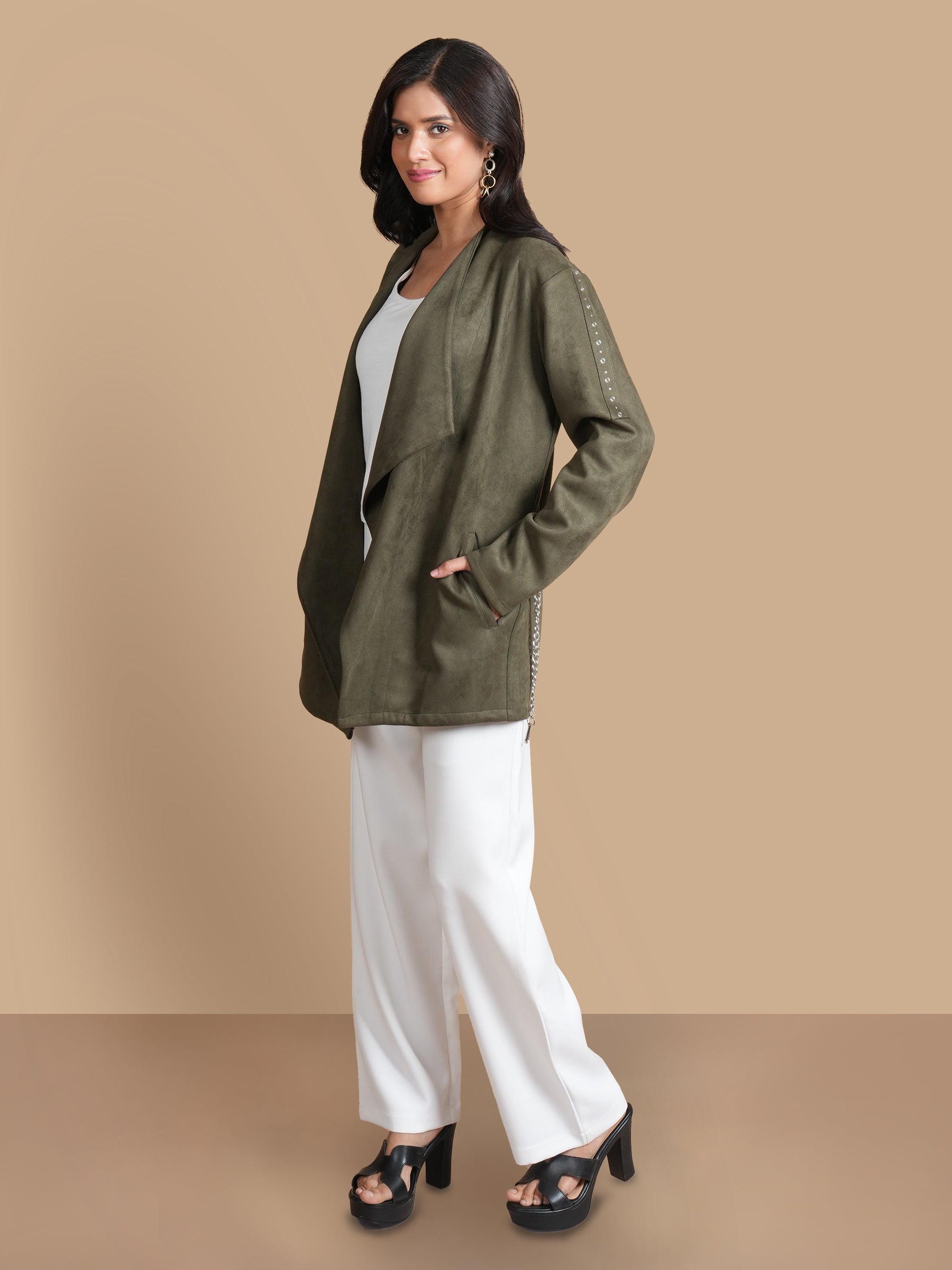 OLIVE GREEN SUEDE OVERLAY