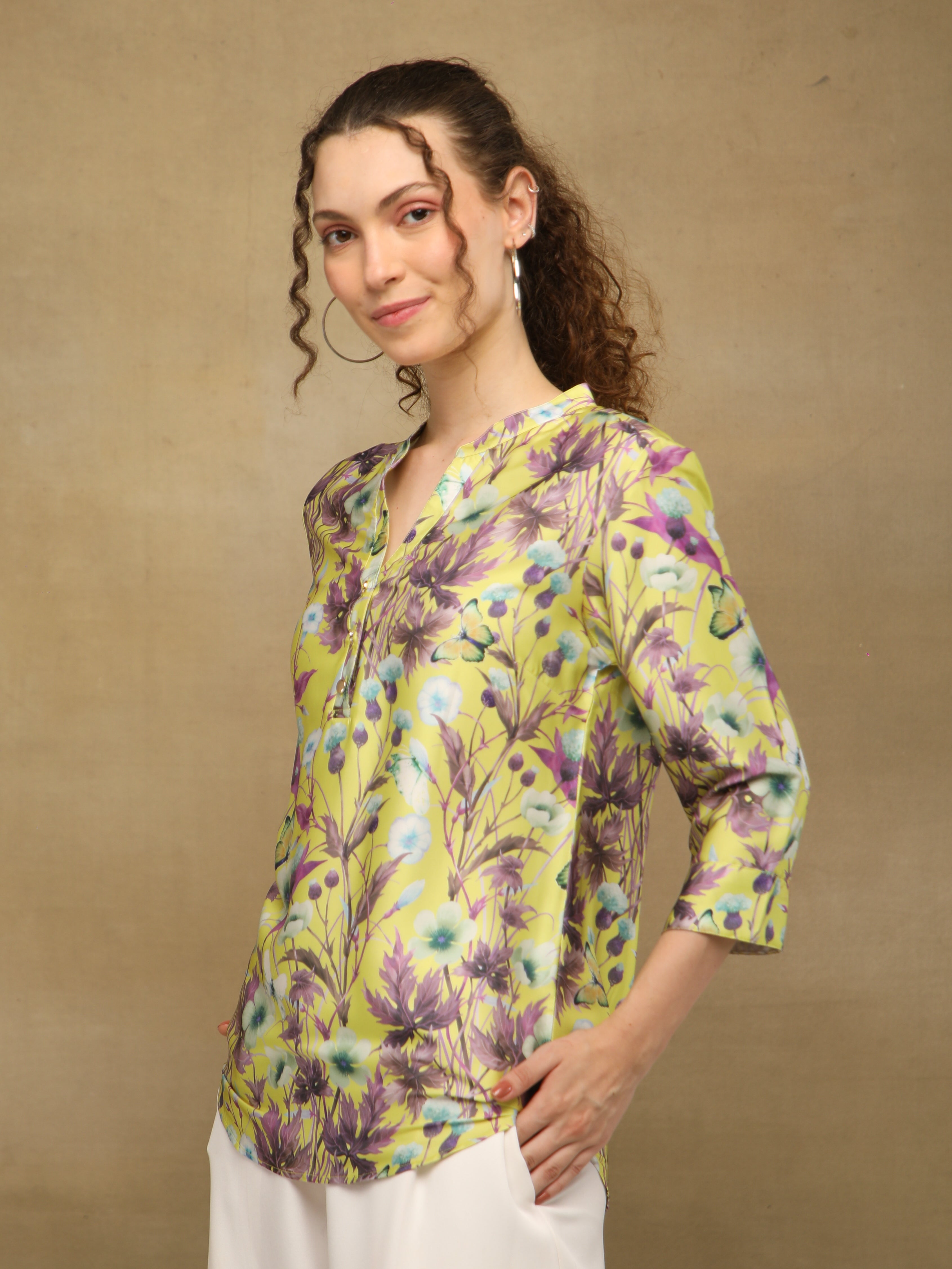 Chinar Satin Printed Top
