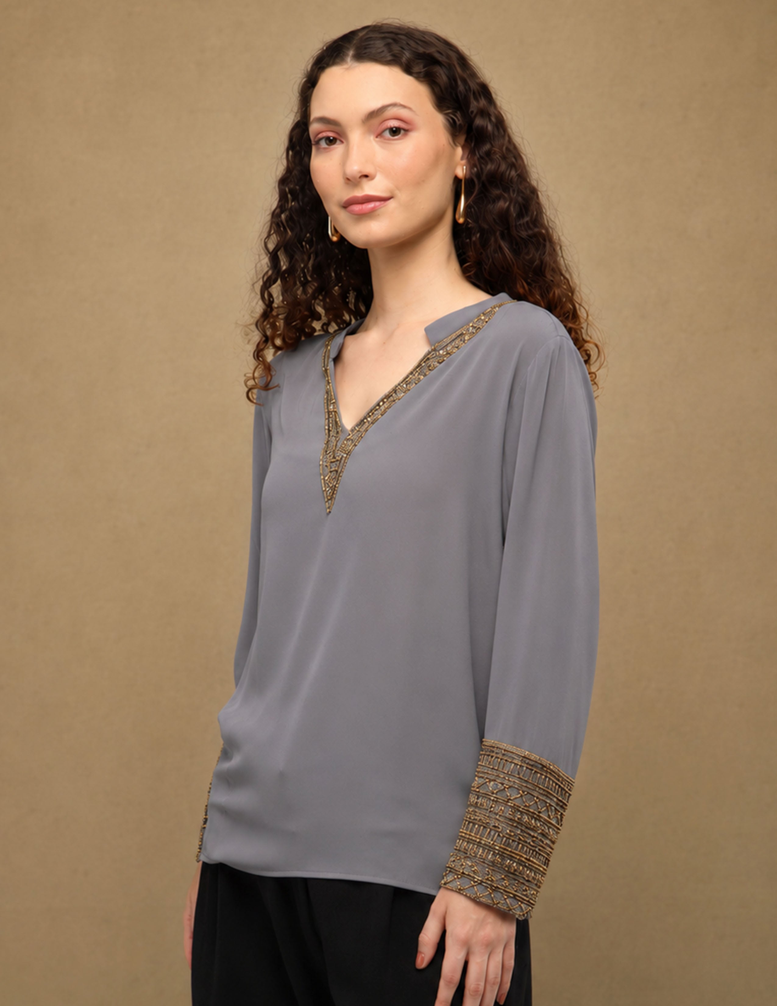 Charcoal Embellished Top