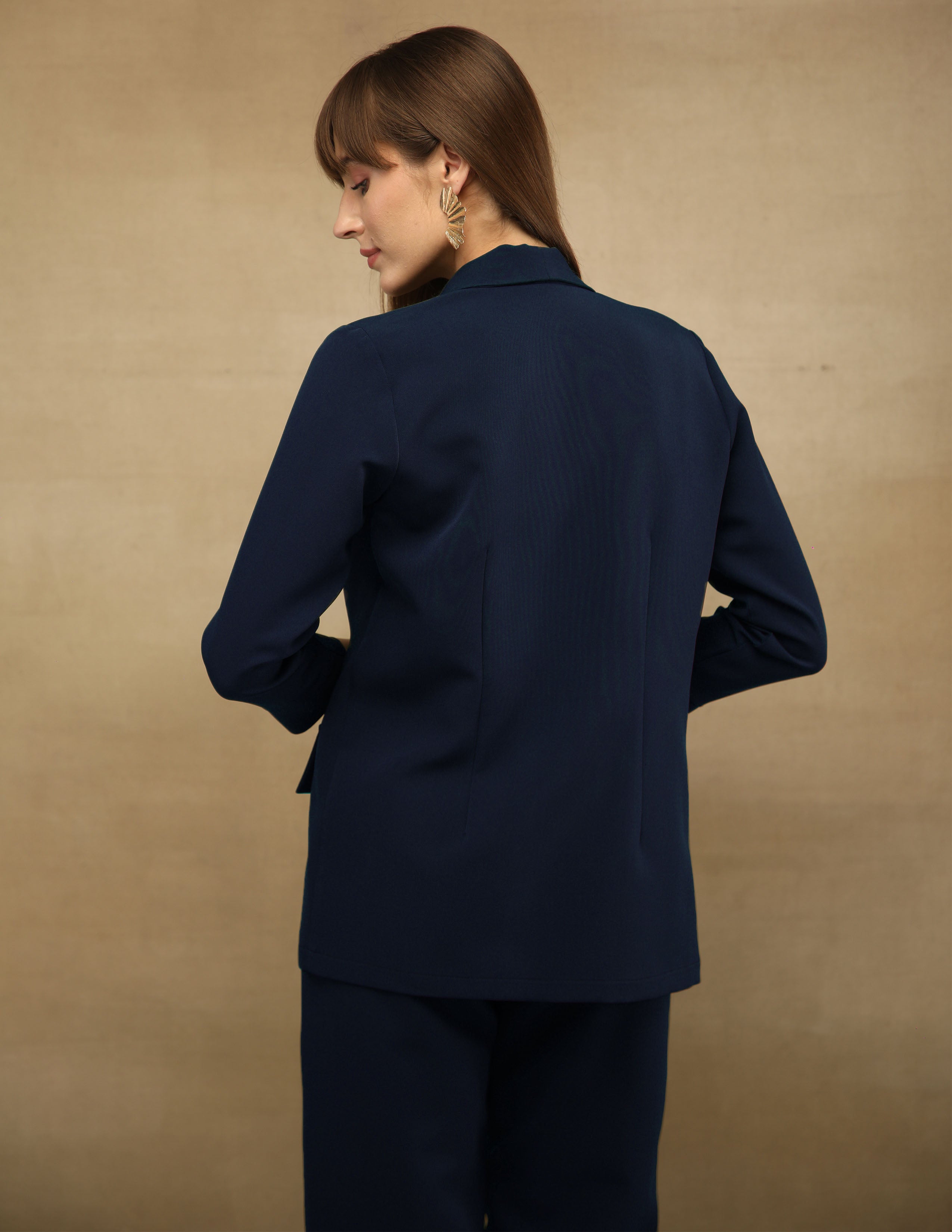 Navy Shawl Collar Blazer