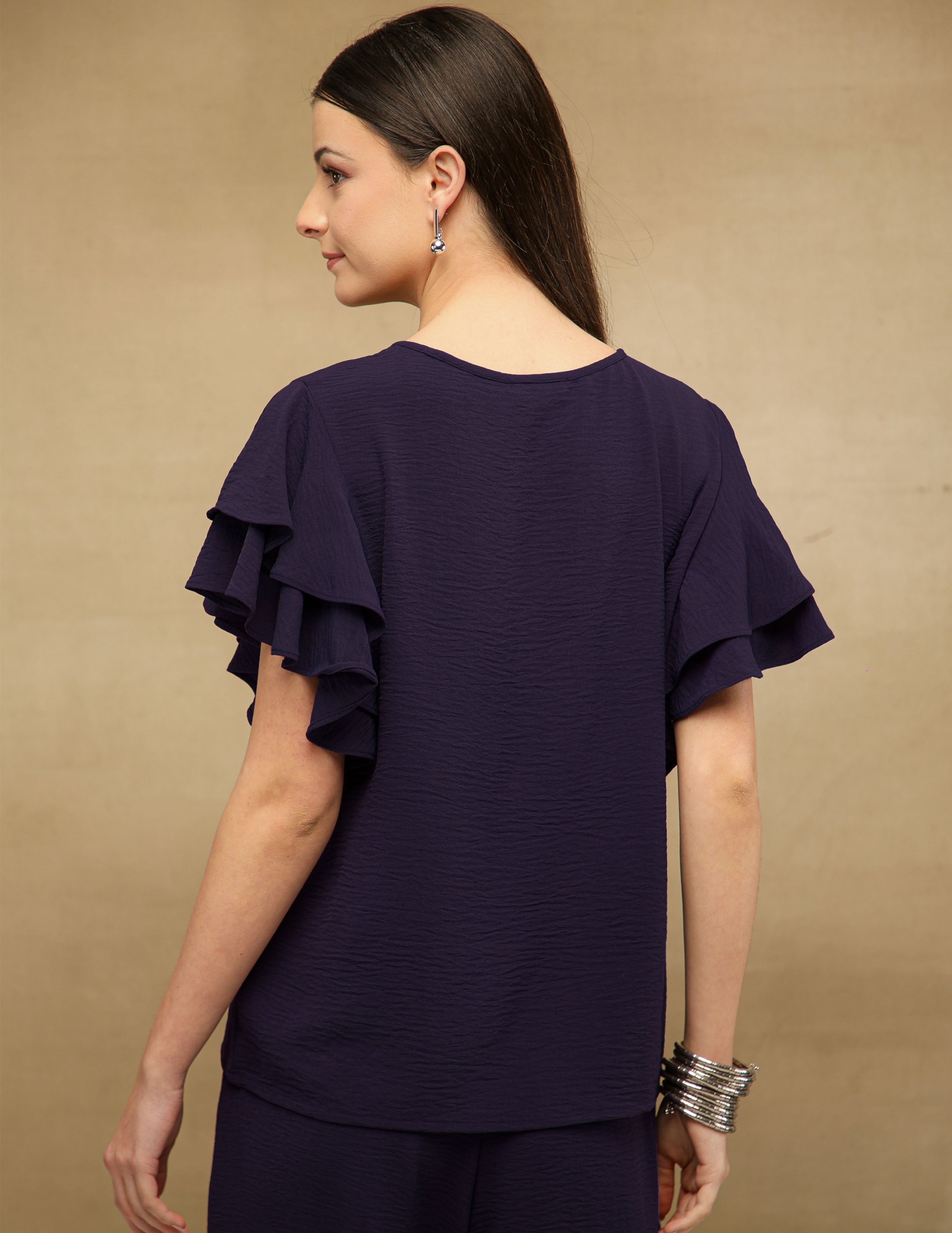 Flutter Sleeve Purple Top
