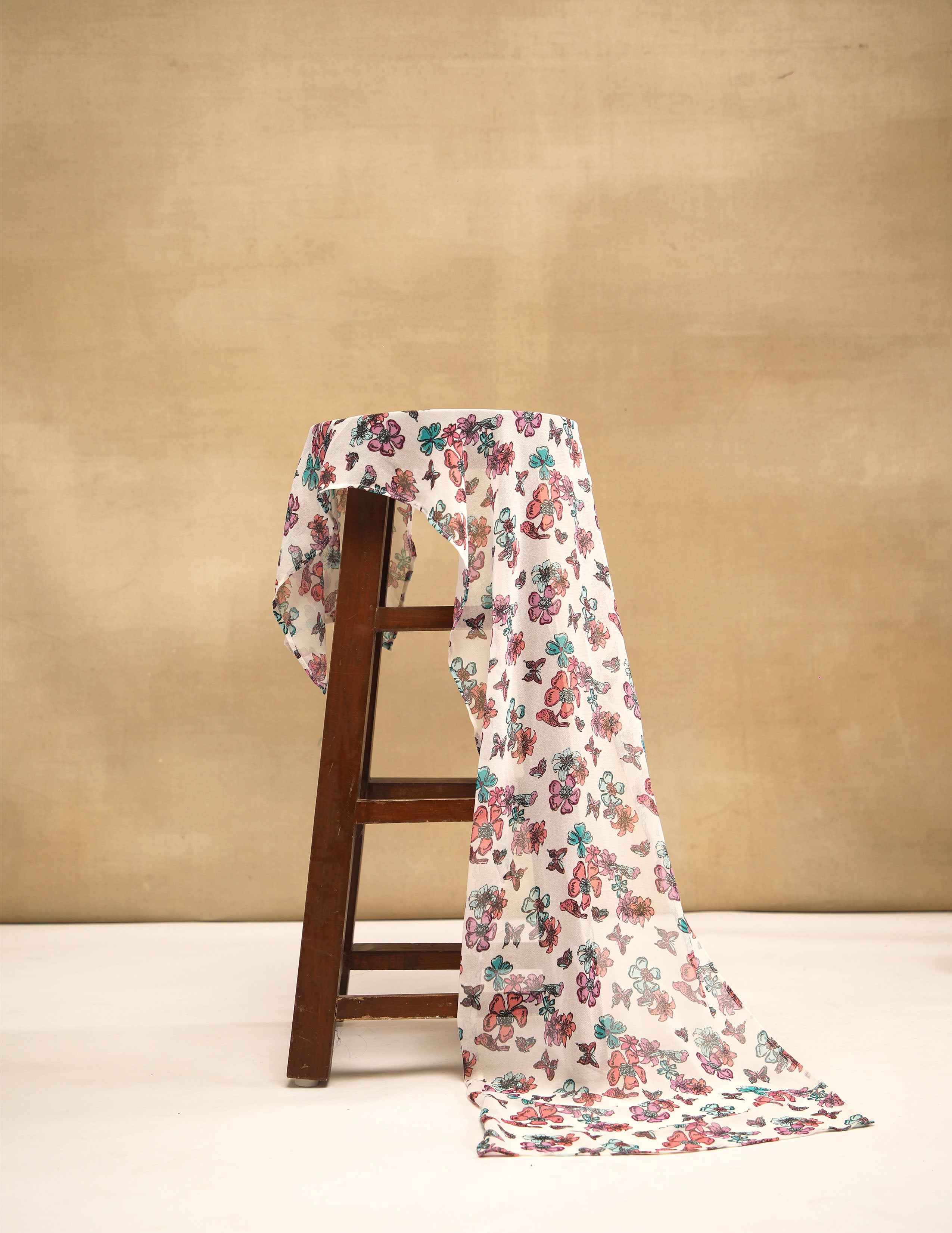 White Floral Scarf
