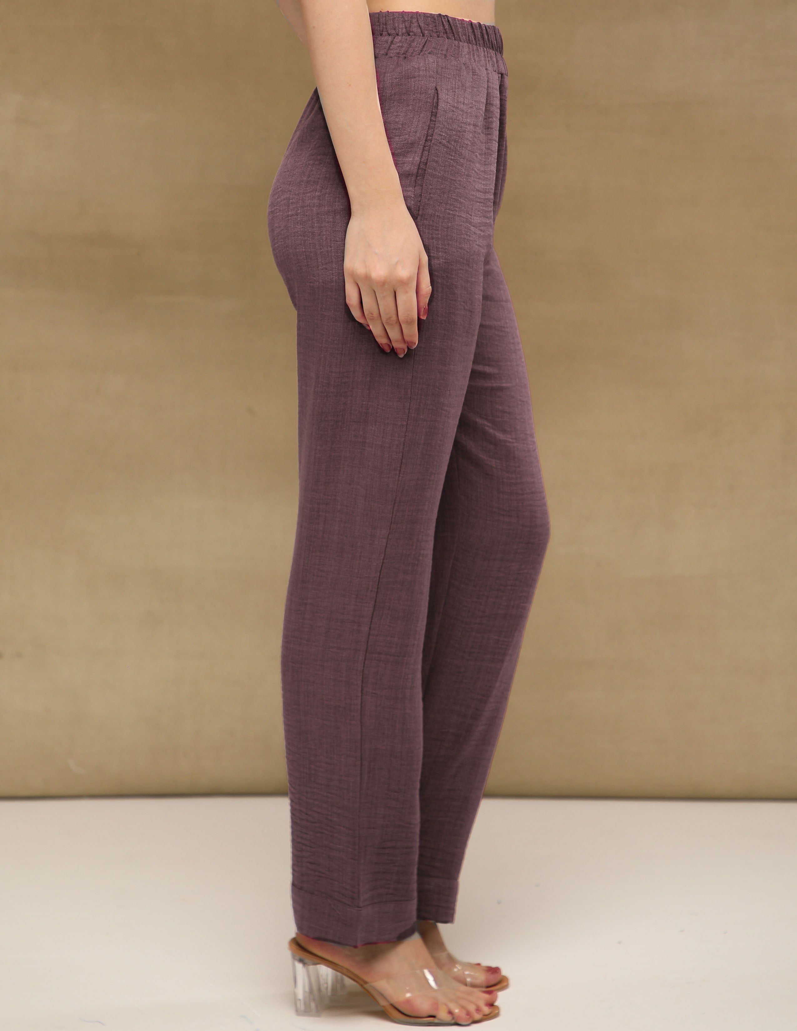 Dusty Mauve Rhinestone Linen Co-ord Set
