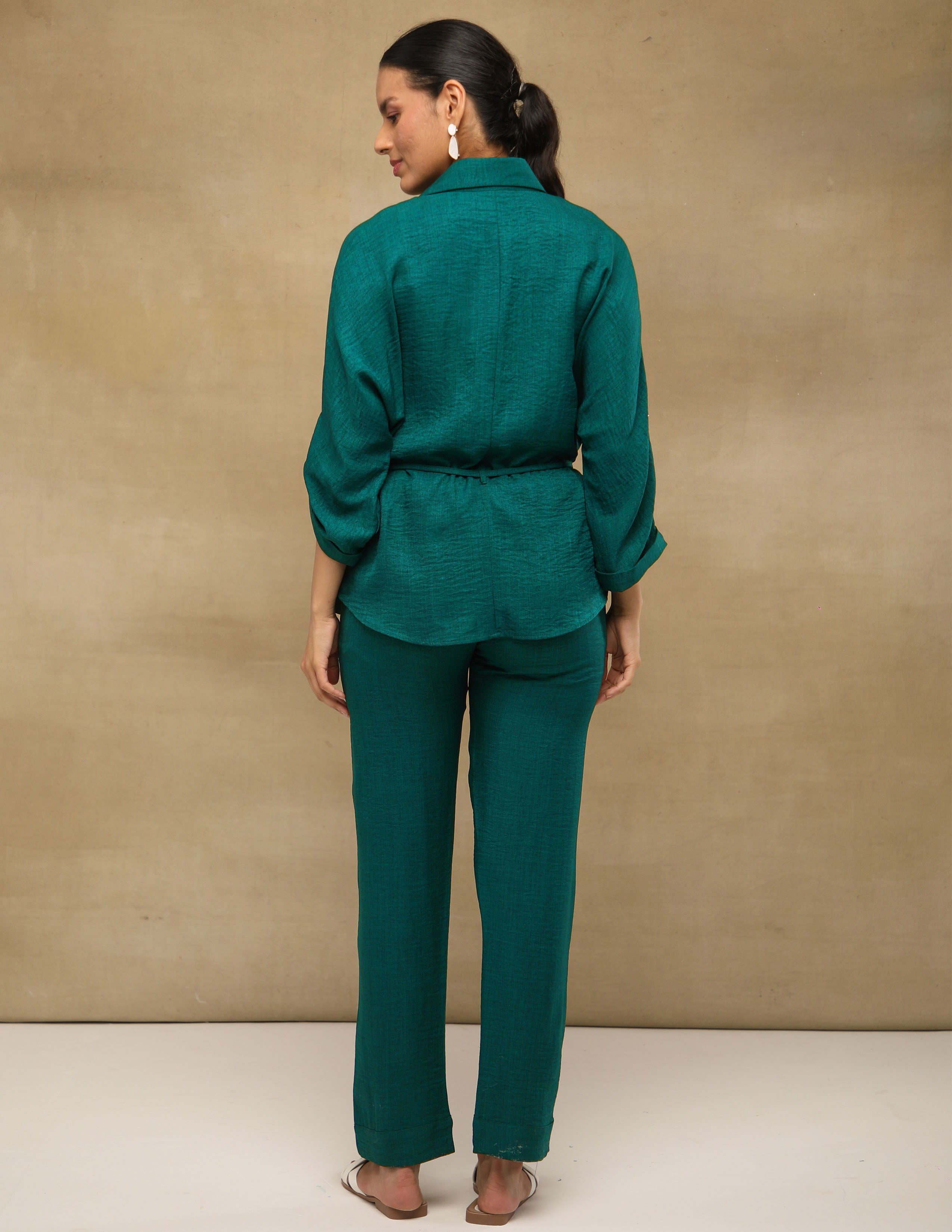 Turquoise sequin Linen Co-ord Set