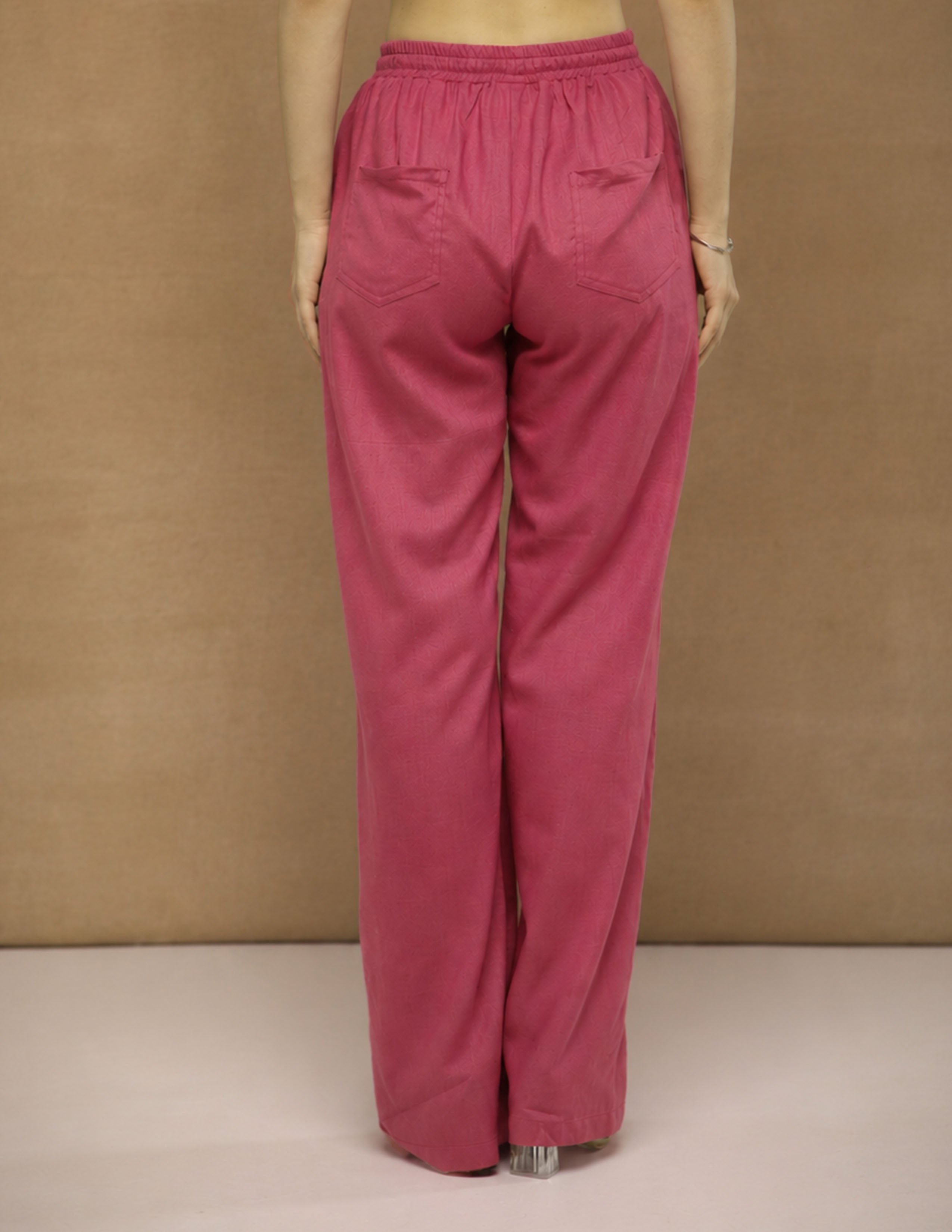 Magenta Drawstring Linen Pants