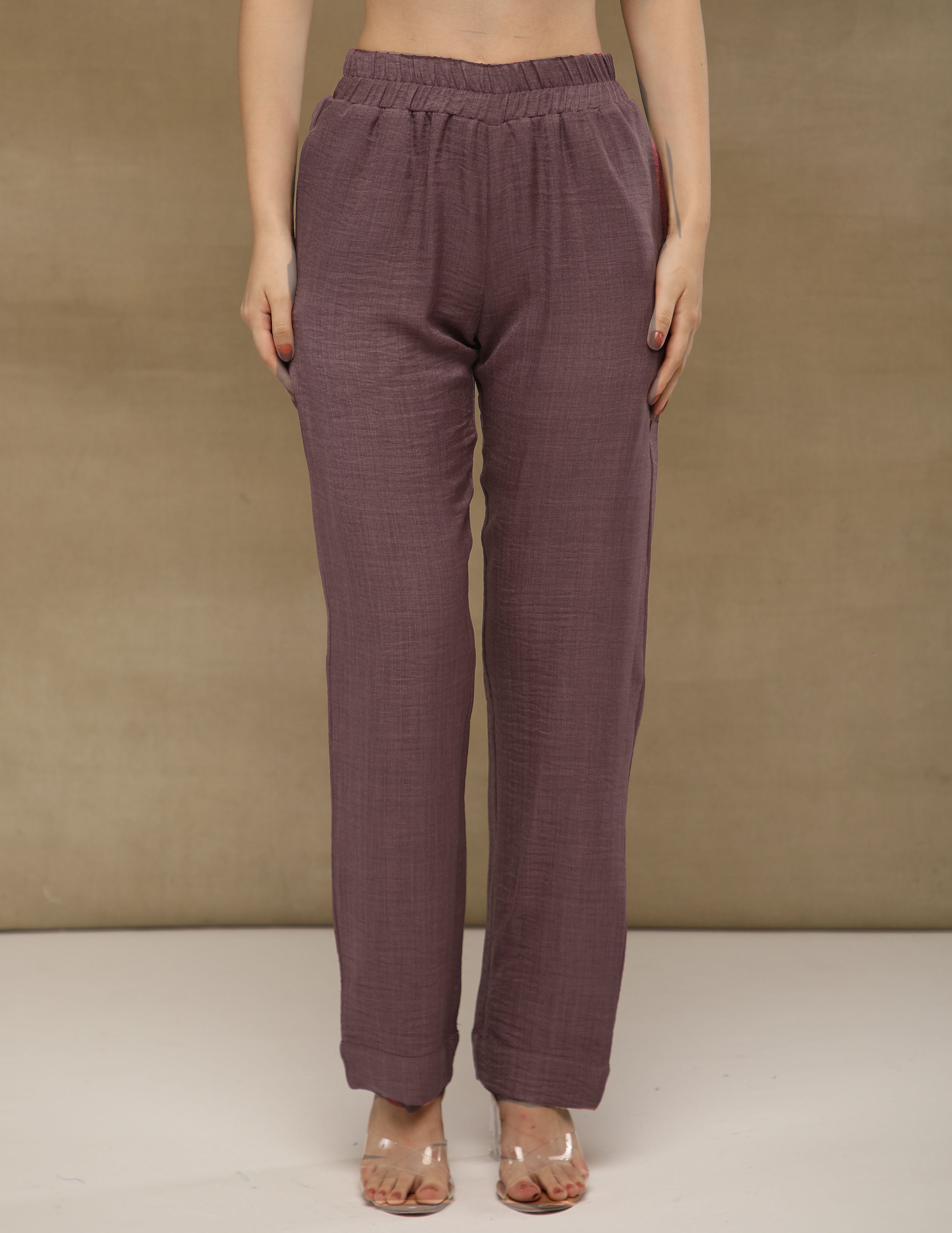 Dusty Mauve Rhinestone Linen Co-ord Set