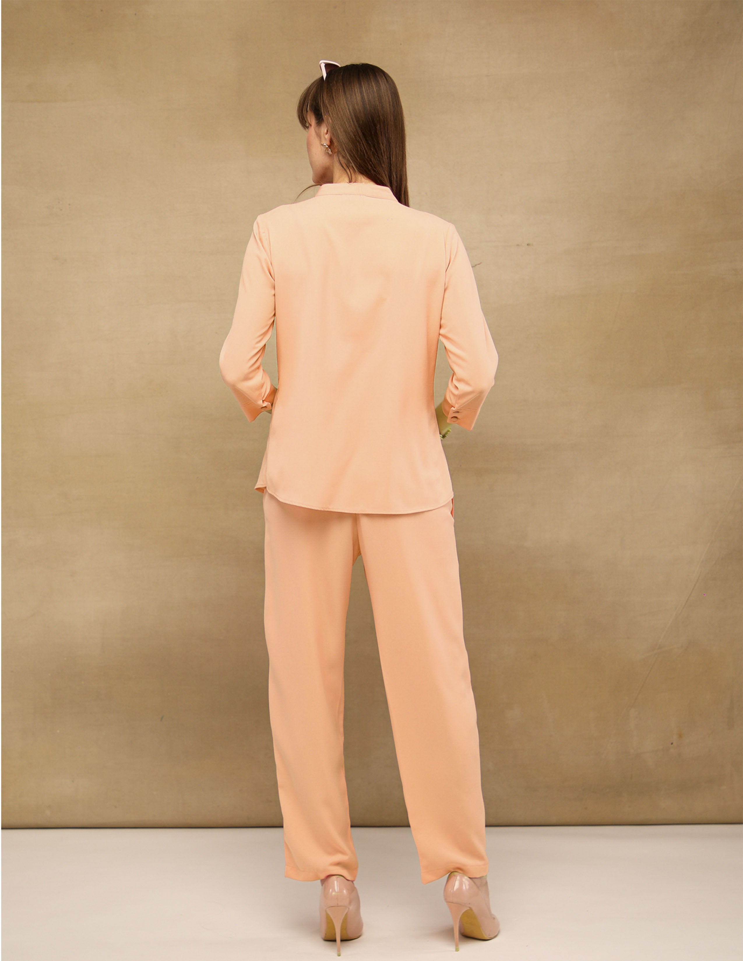 One-Side Embellished Peach  Co-ord Set