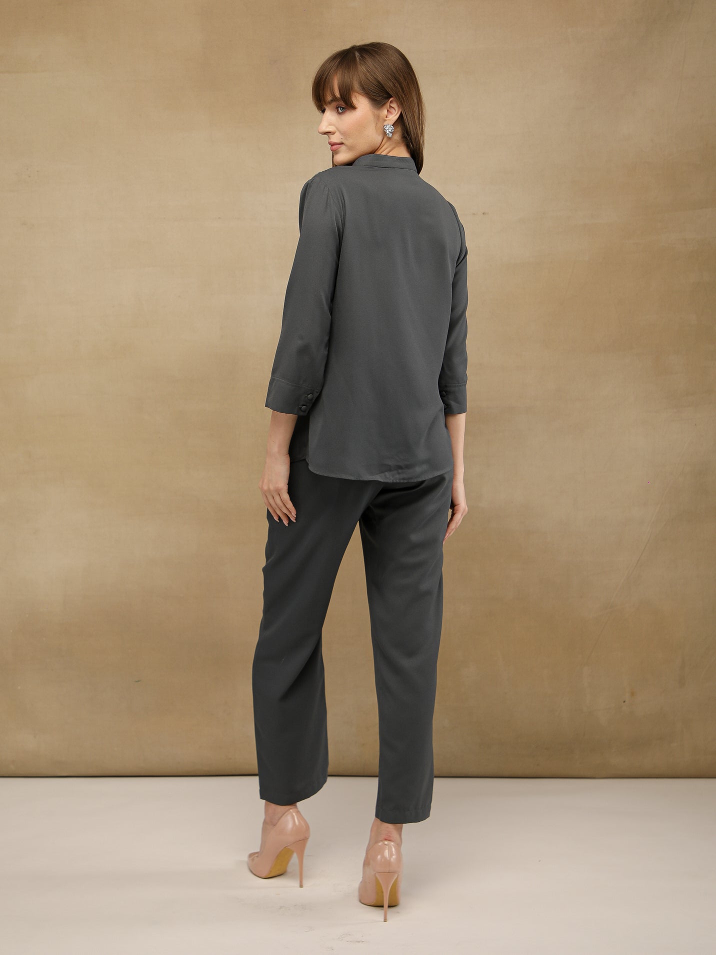 One-Side Embellished Grey Co-ord Set