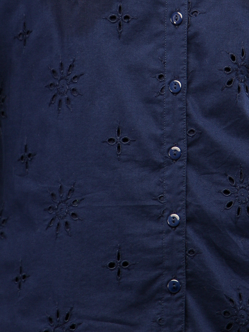 Navy Schiffli Floral Embroidered Shirt