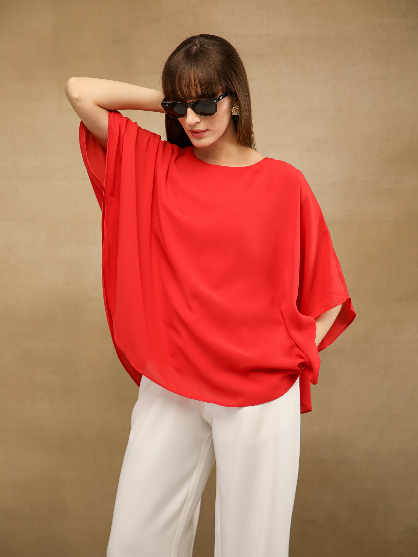 Red Poncho Top