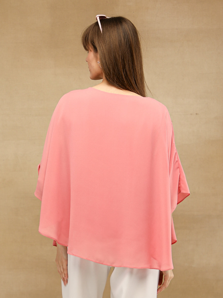 Coral Poncho Top