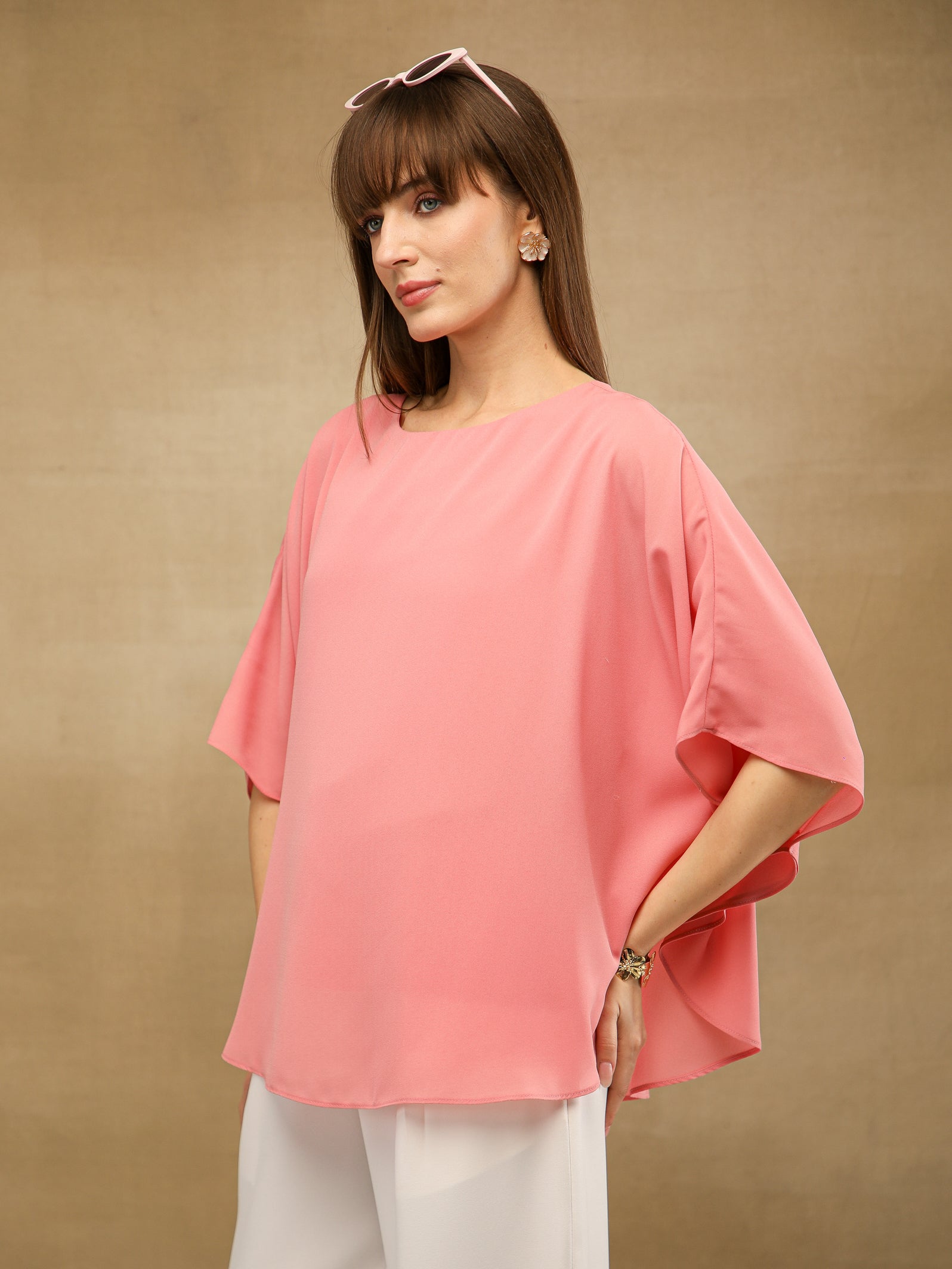 Coral Poncho Top
