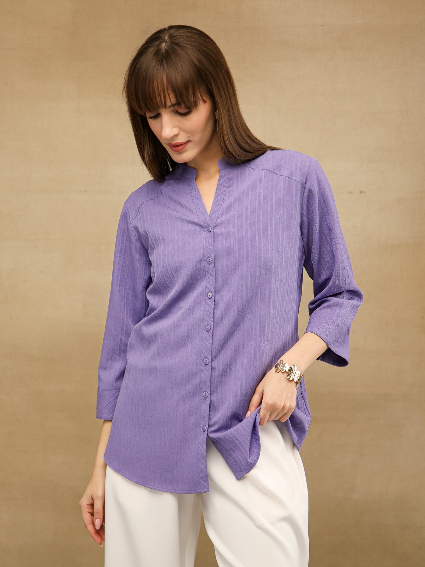 Textured Stripe Lilac Shirt