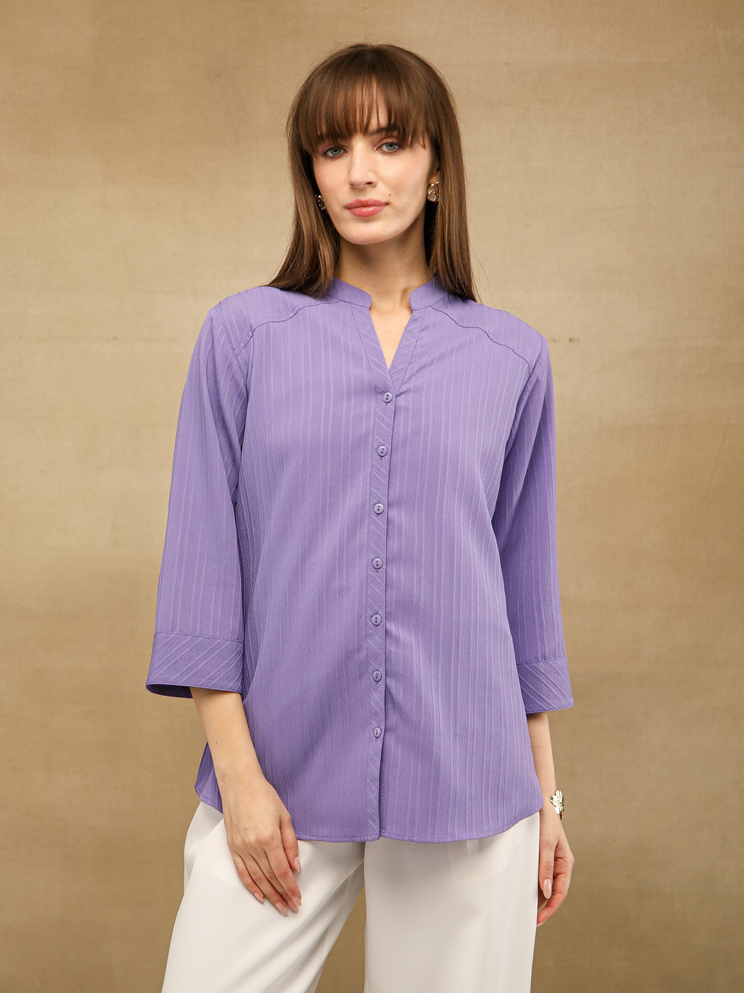Textured Stripe Lilac Shirt