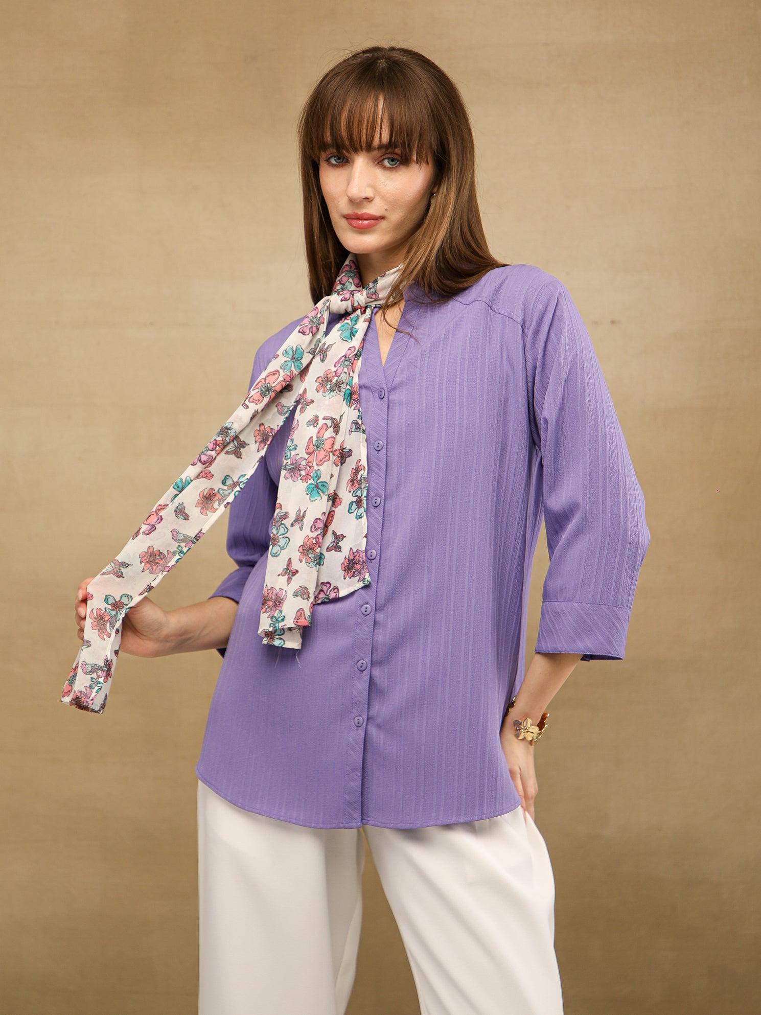 Textured Stripe Lilac Shirt
