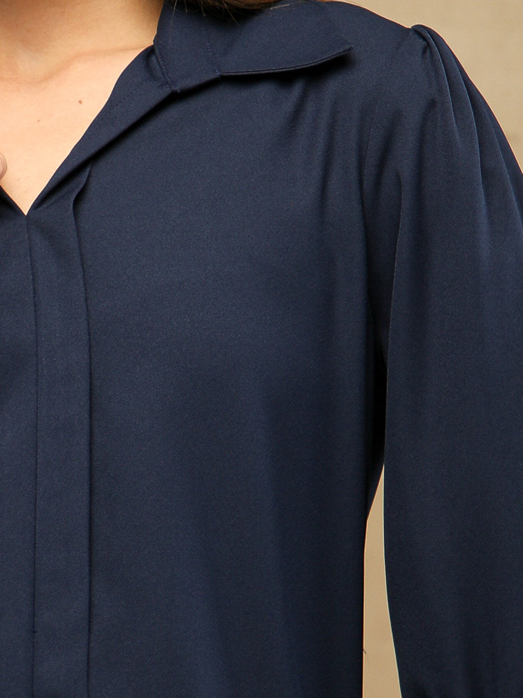 Navy Placket Top