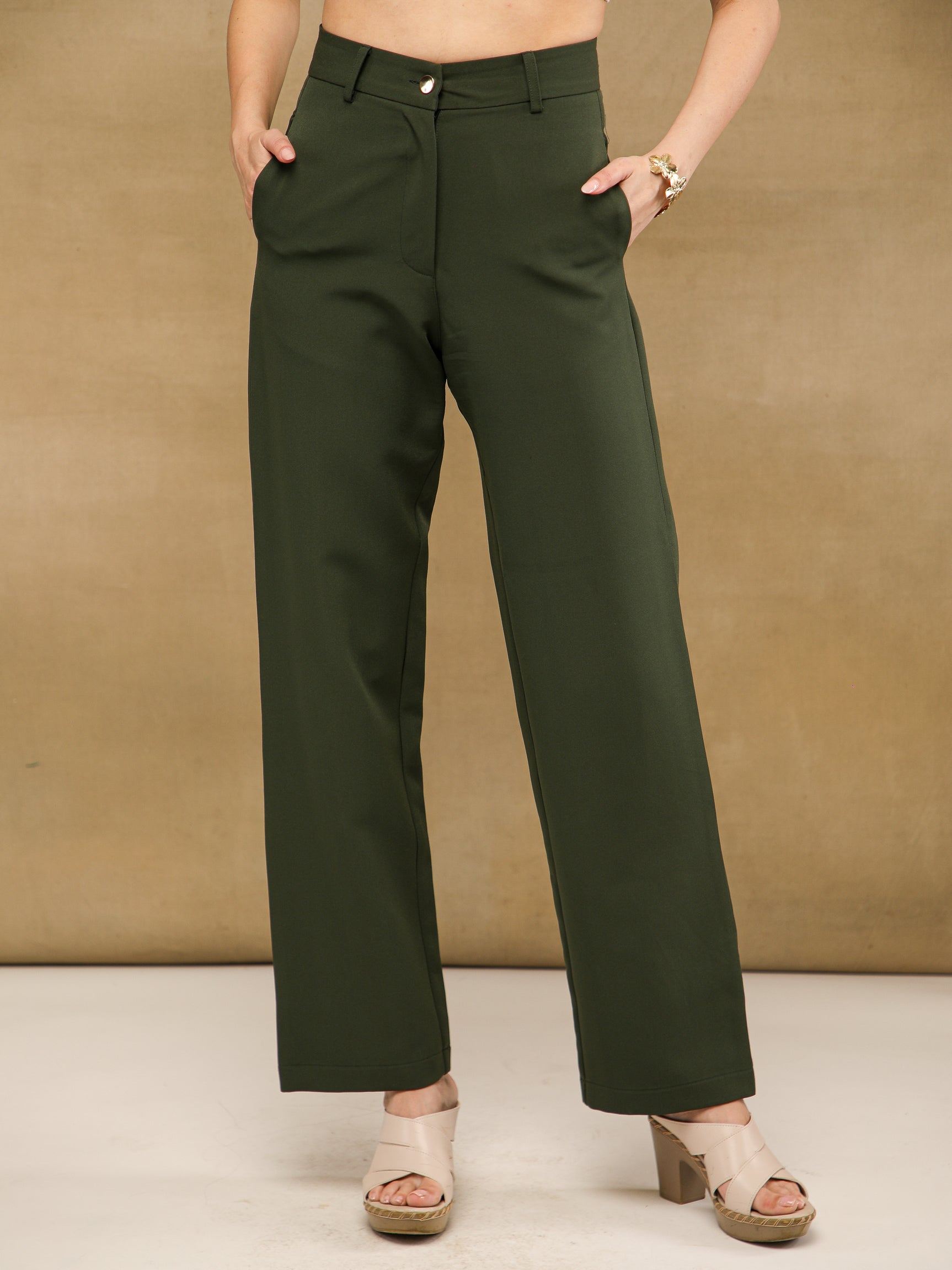 Olive Green High Waist Pants