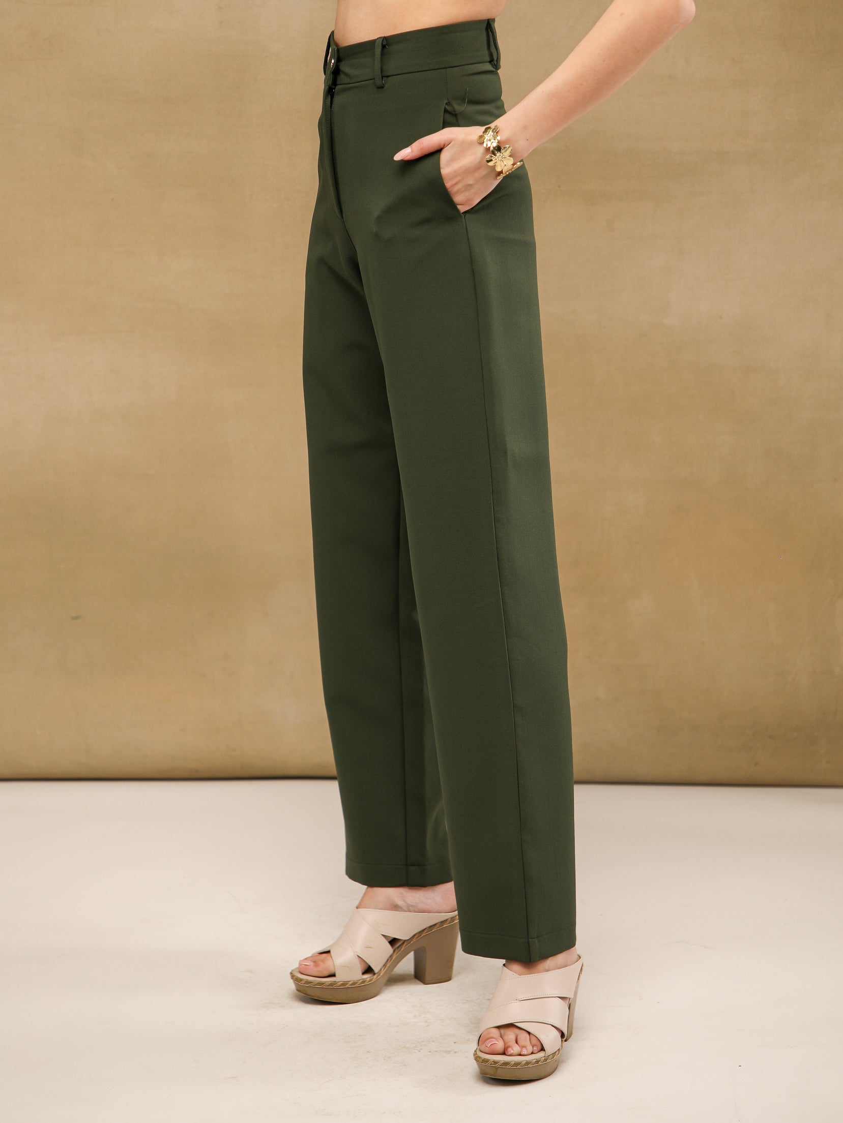 Olive Green High Waist Pants