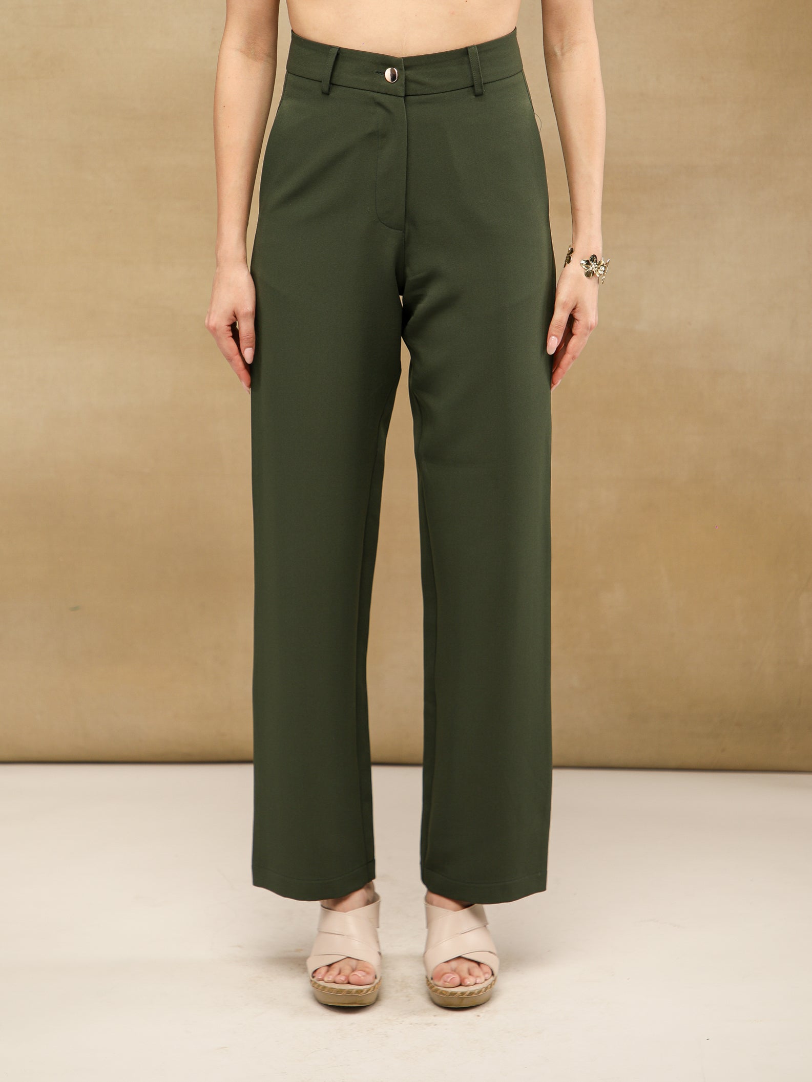 Olive Green High Waist Pants