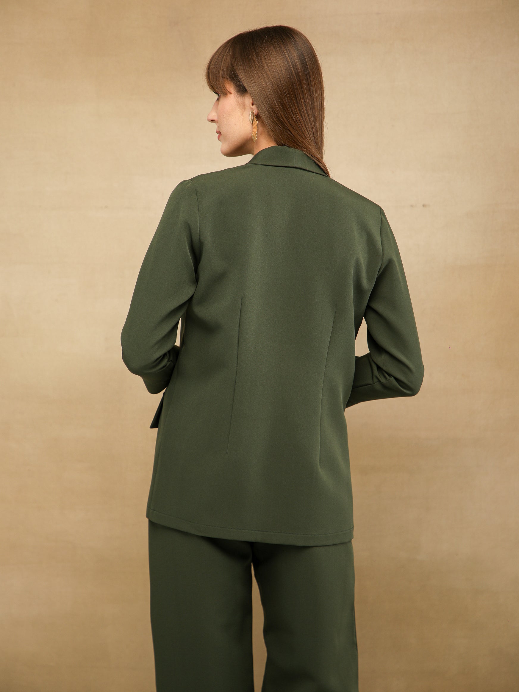 Olive Green Shawl Collar Blazer