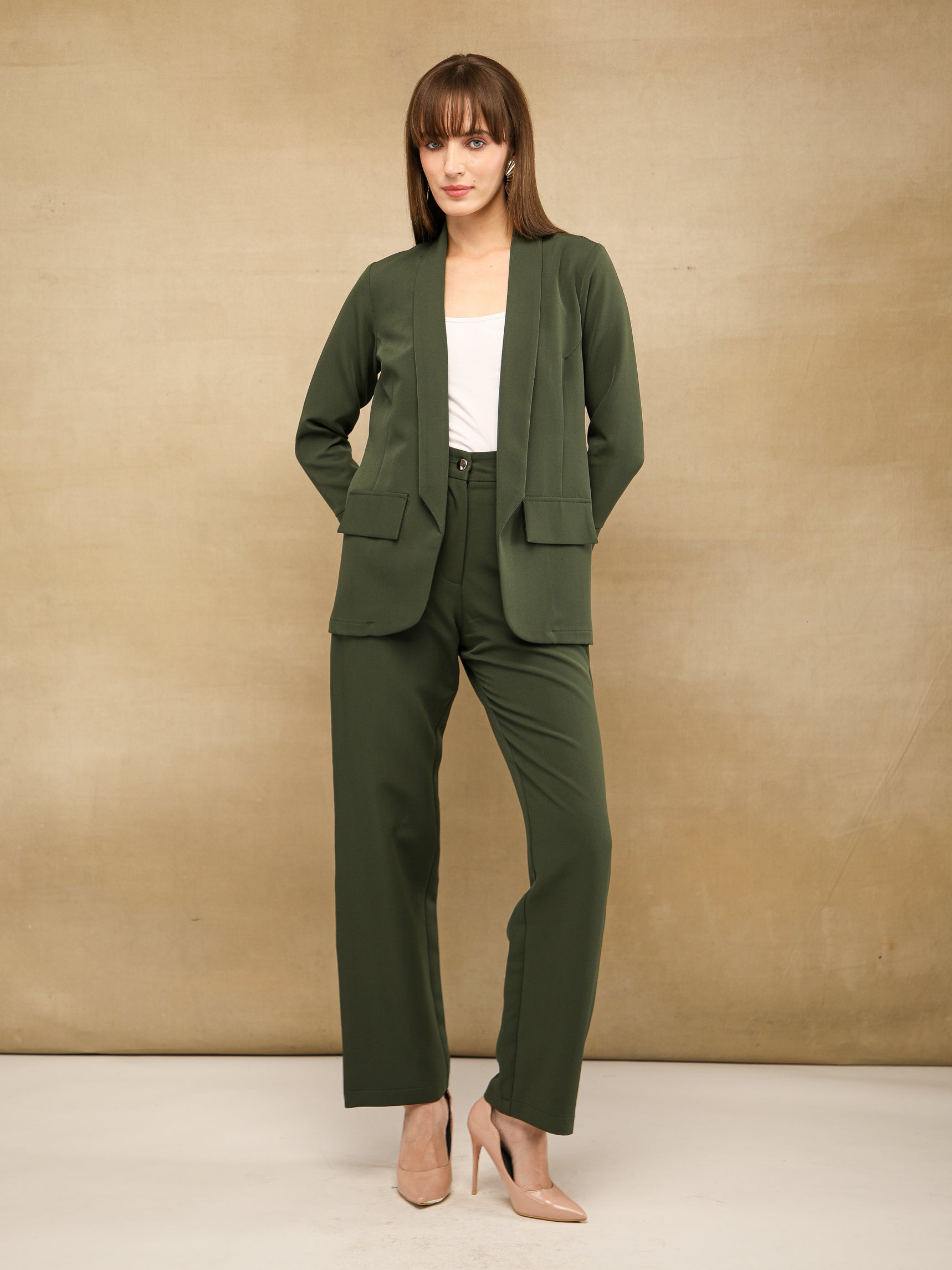Olive Green Shawl Collar Blazer