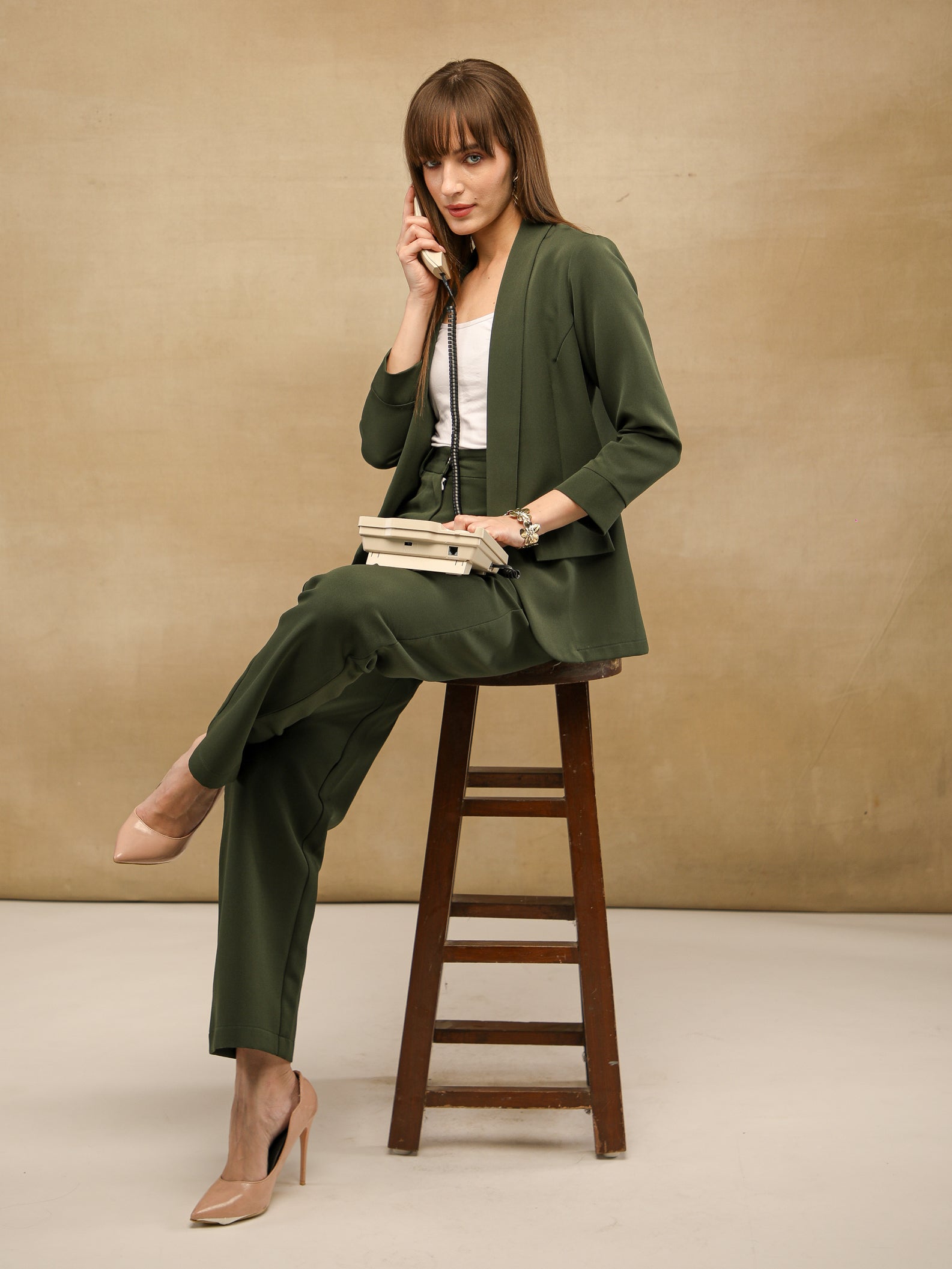 Olive Green Blazer Set