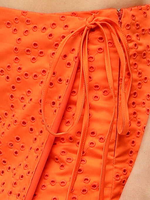 Schiffli Wrap Tangerine Skort