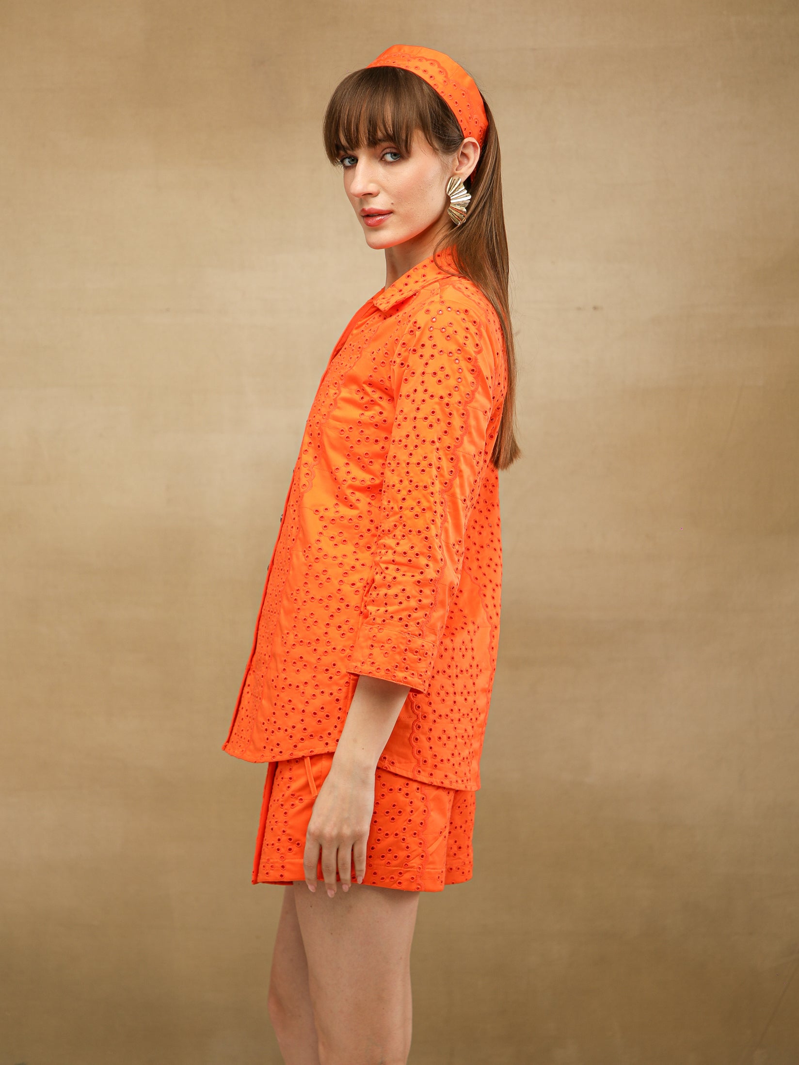 Tangerine Schiffli Shirt