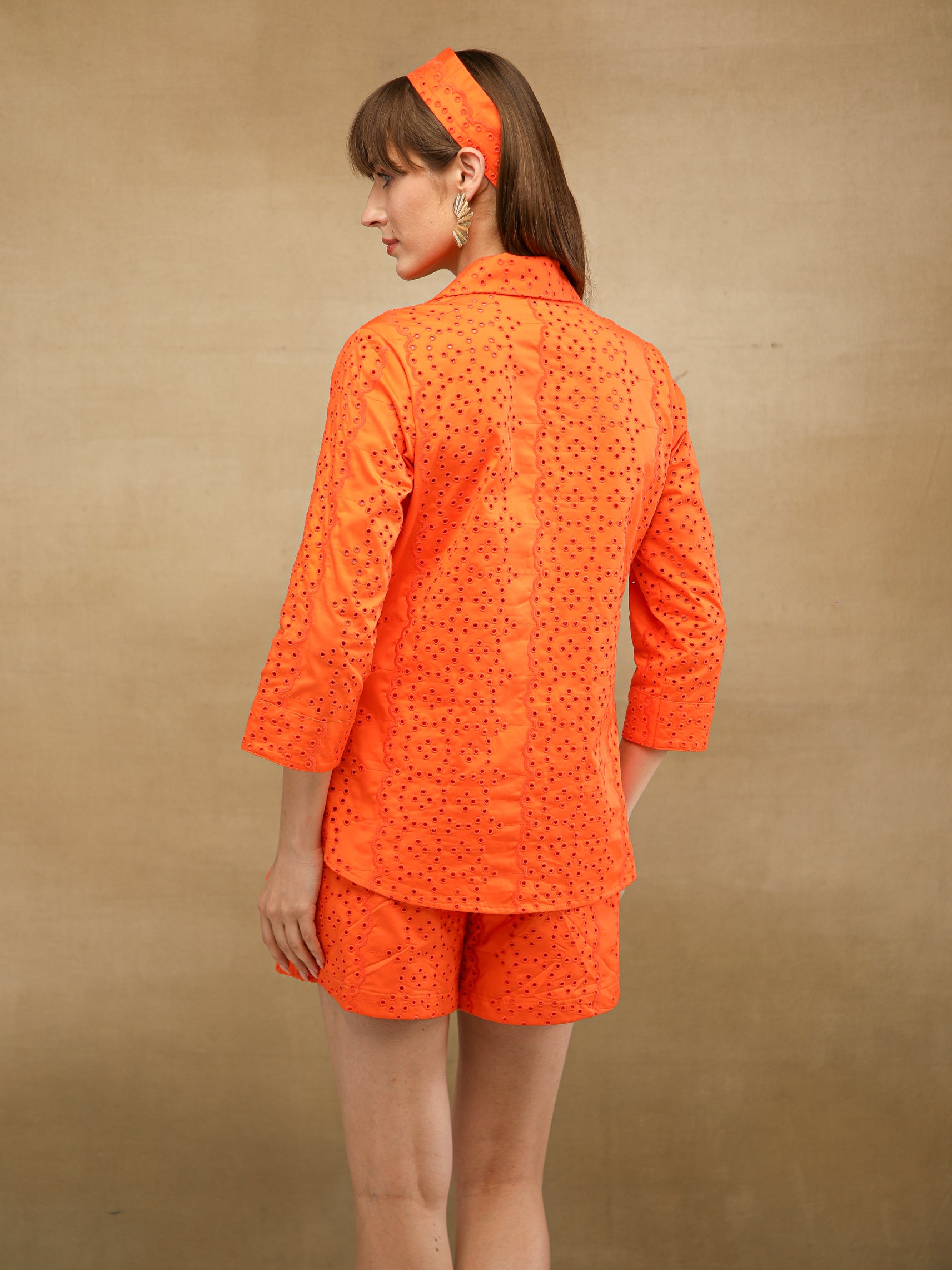 Tangerine Schiffli Co-ord Set