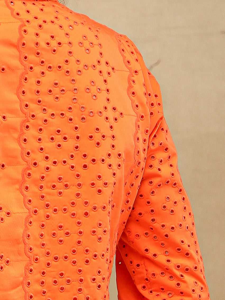Tangerine Schiffli Co-ord Set