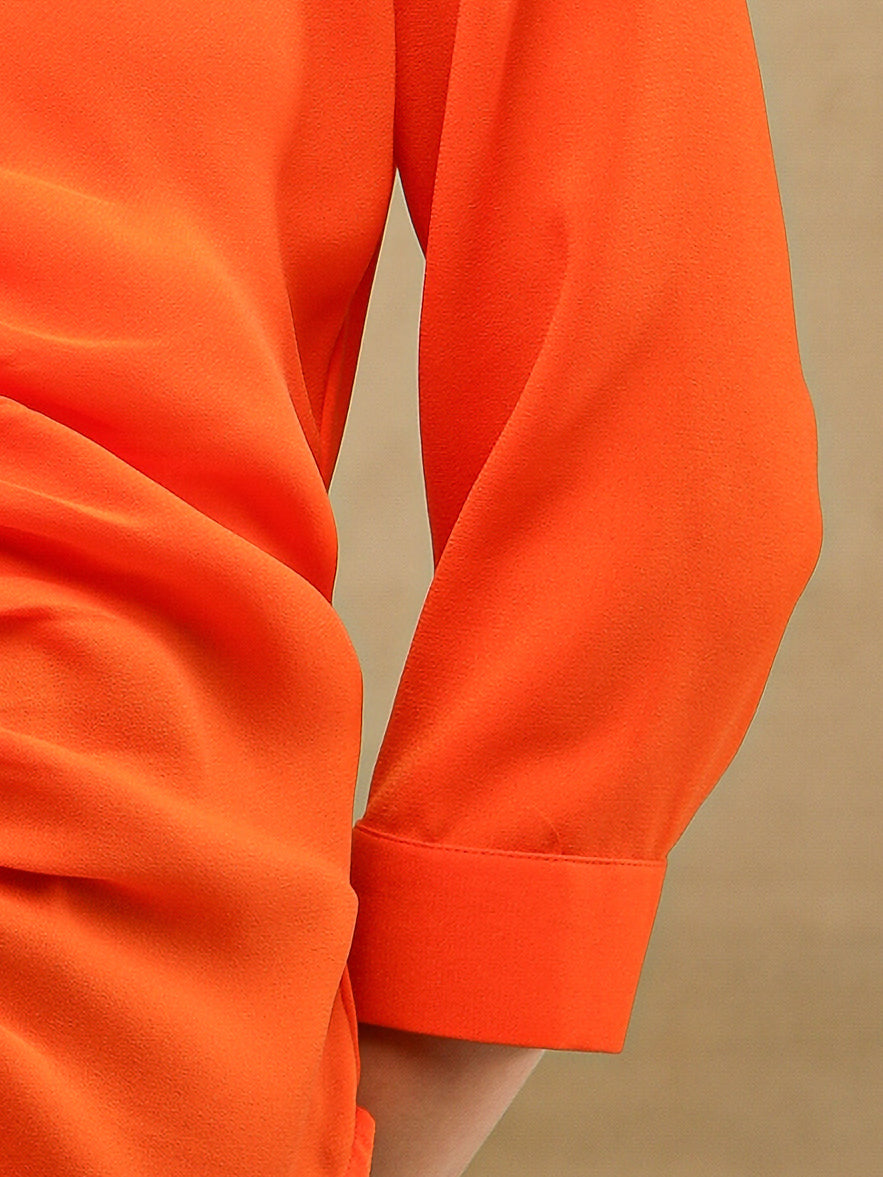Tangerine Front Gathered Shirt