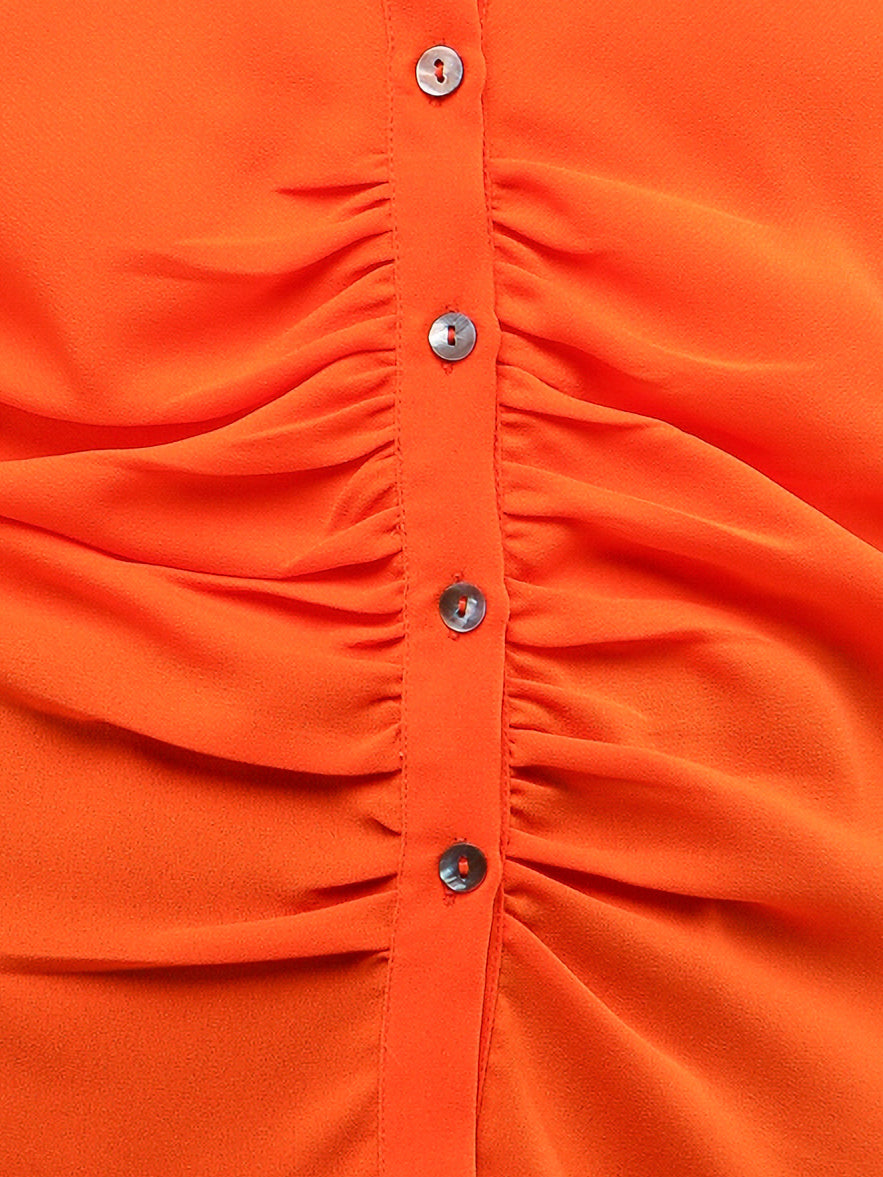 Tangerine Front Gathered Shirt