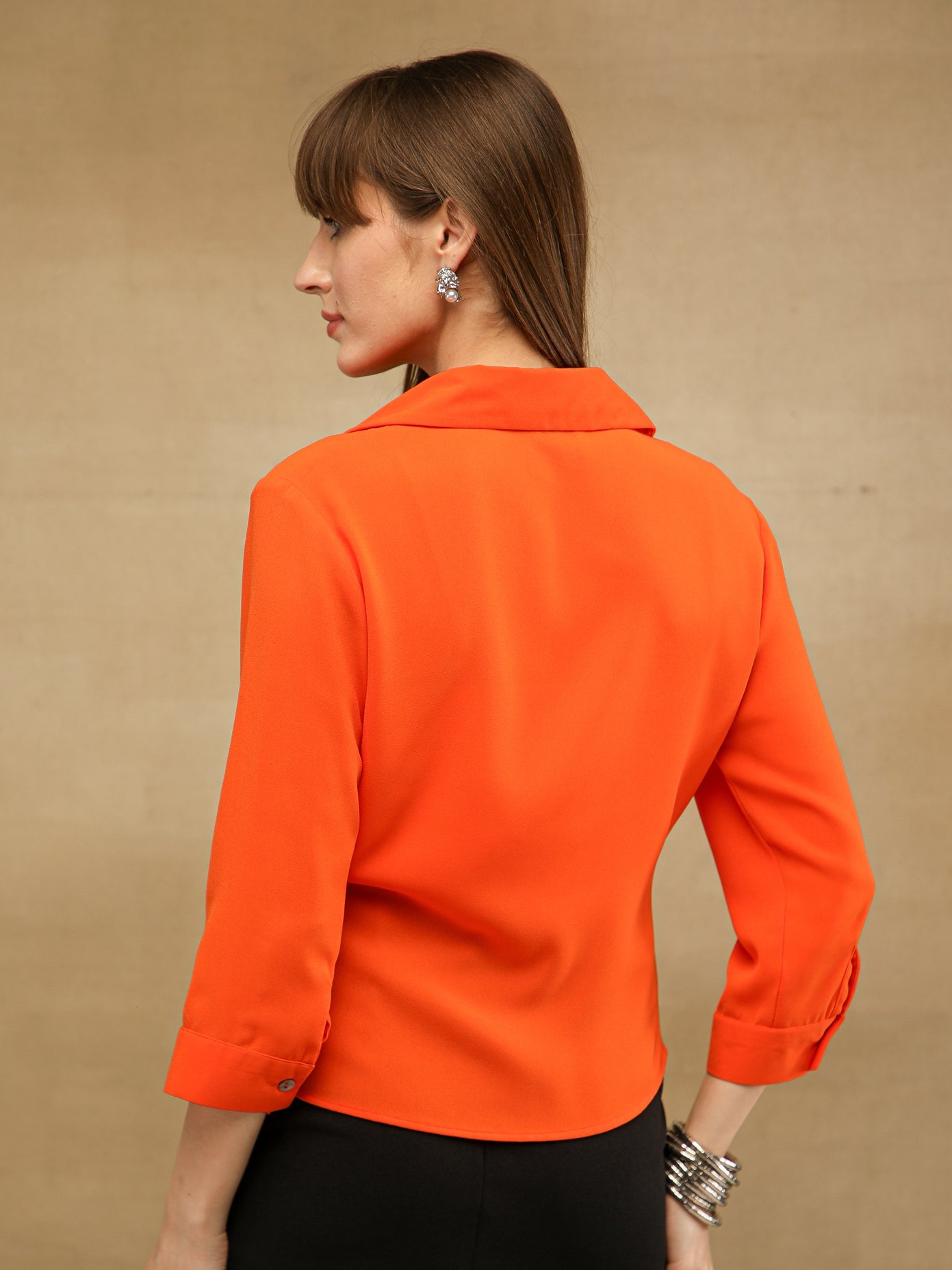 Tangerine Front Gathered Shirt