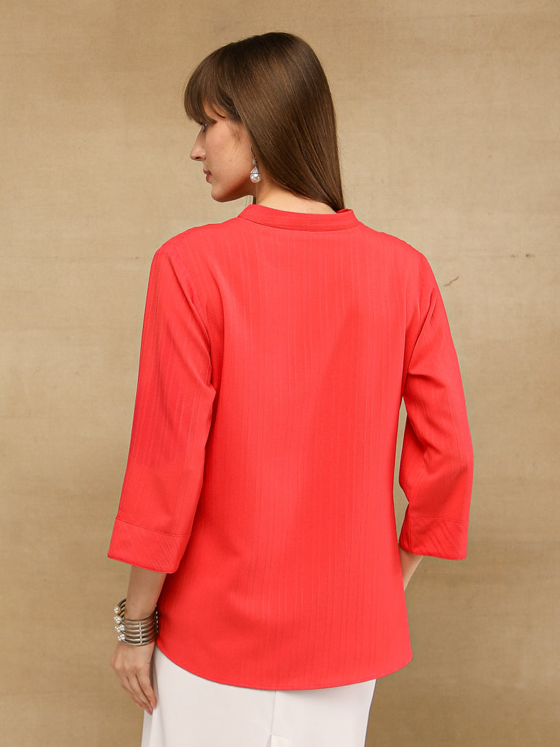 Textured Stripe Red Shirt