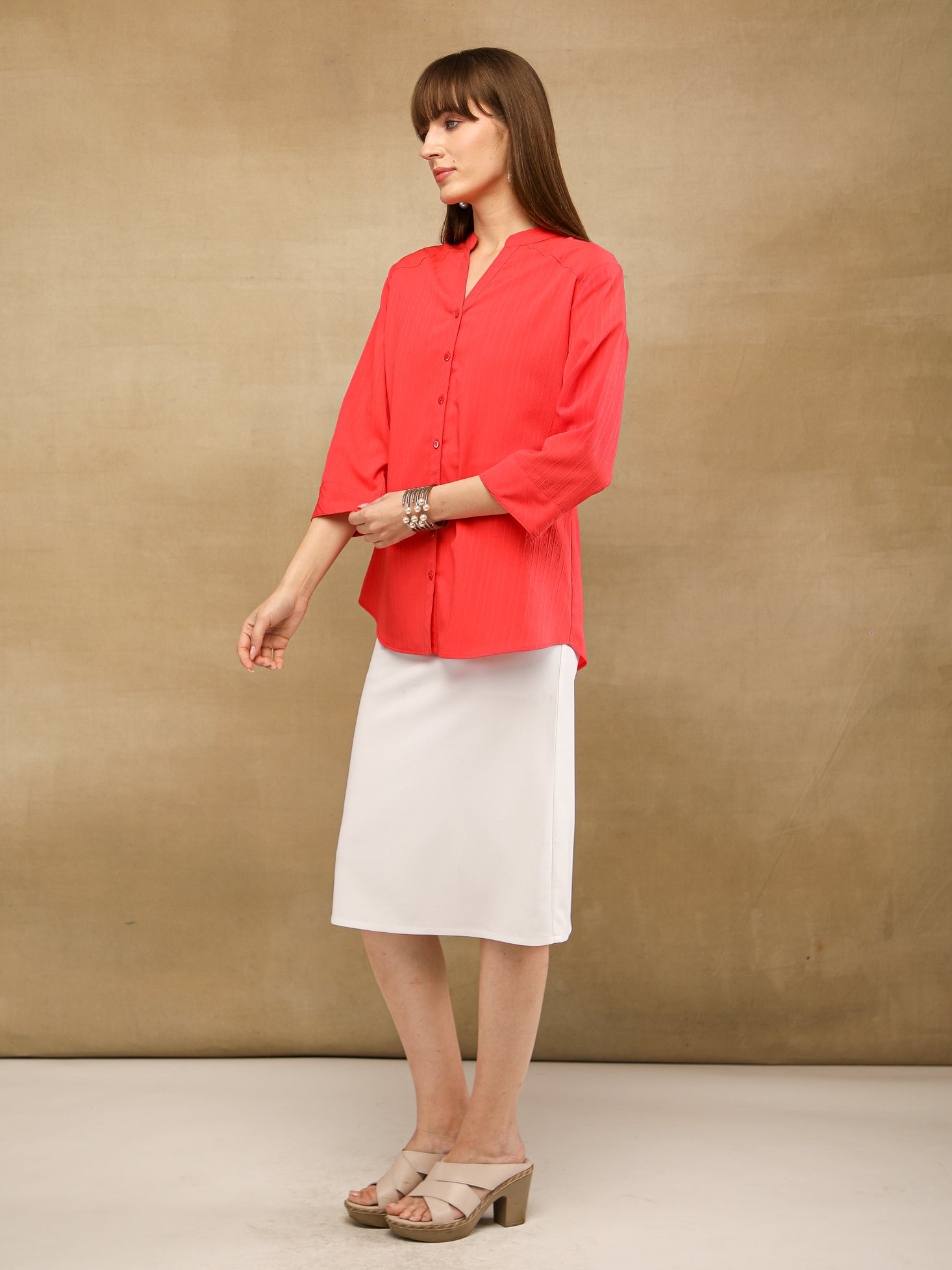 Textured Stripe Red Shirt