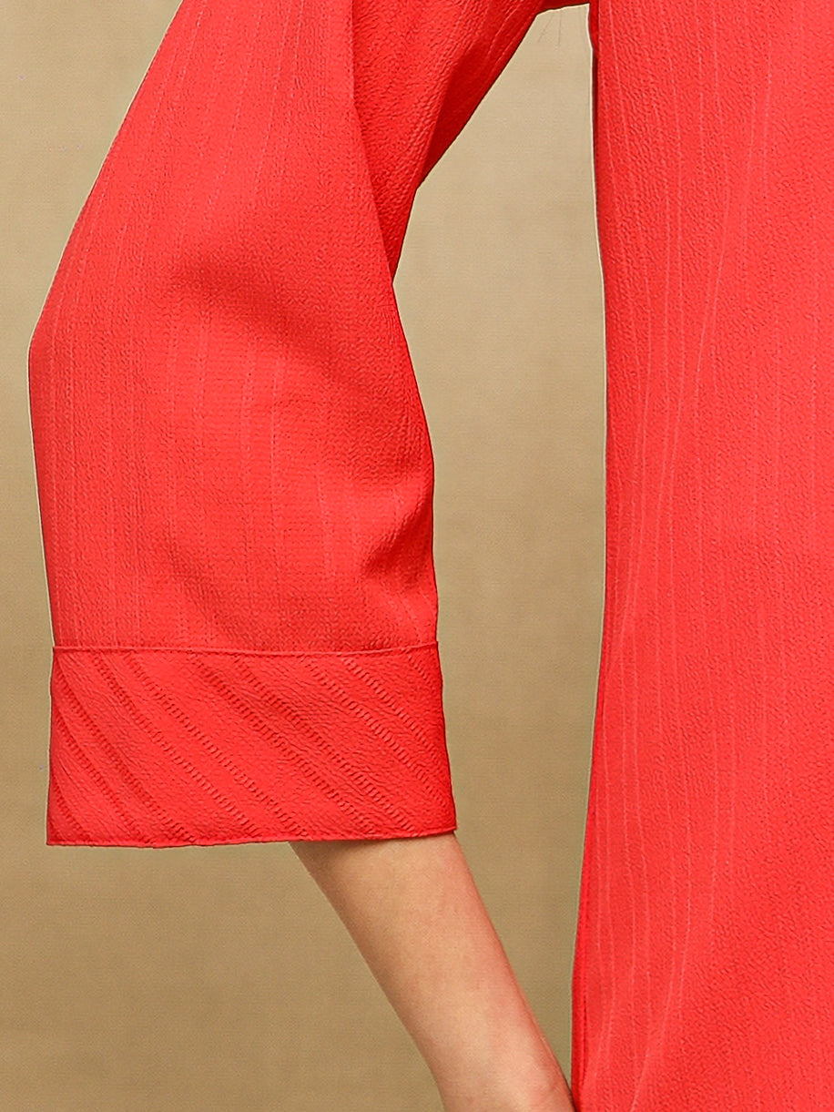 Textured Stripe Red Shirt