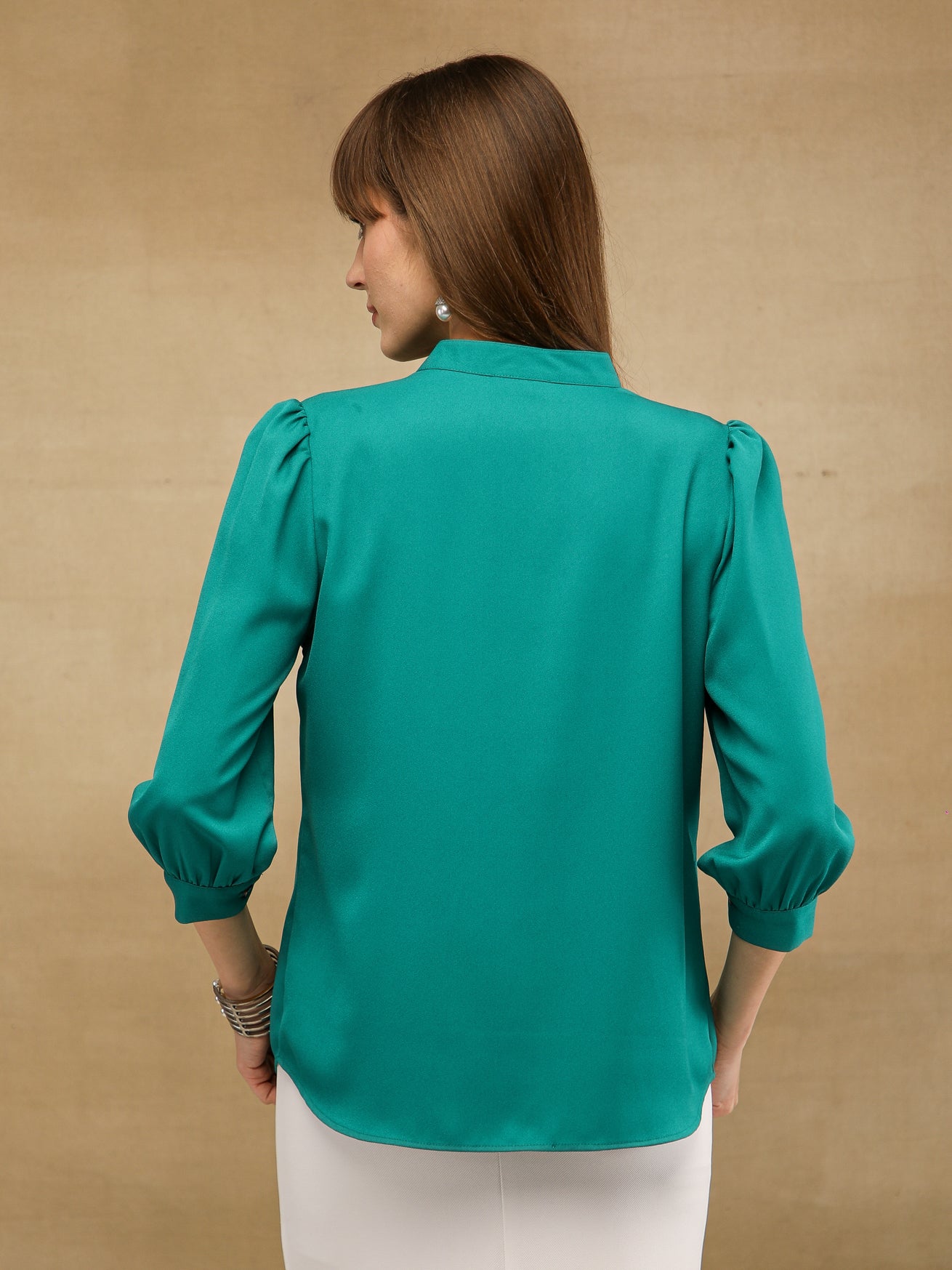Teal Tie Neck Top