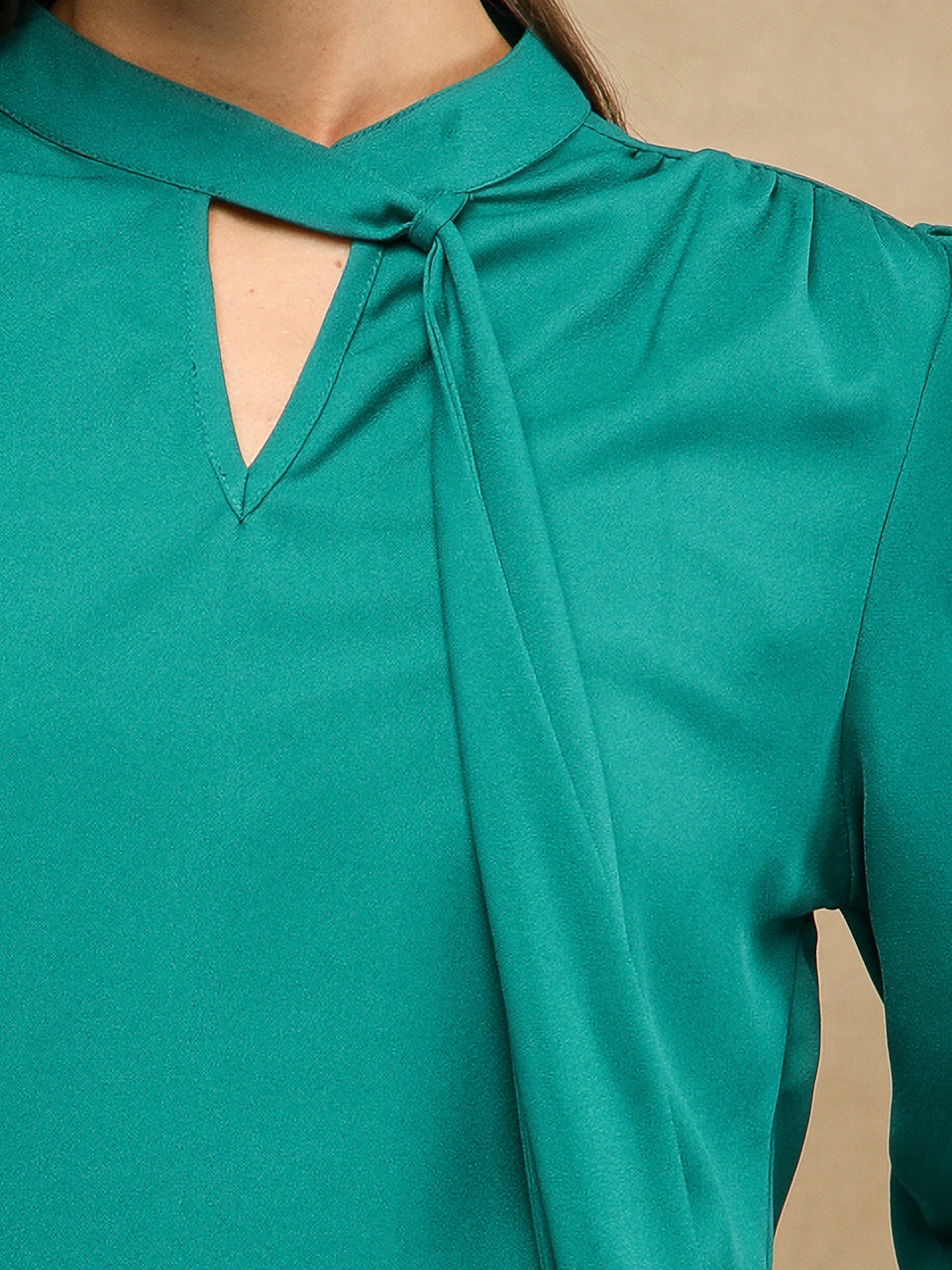 Teal Tie Neck Top