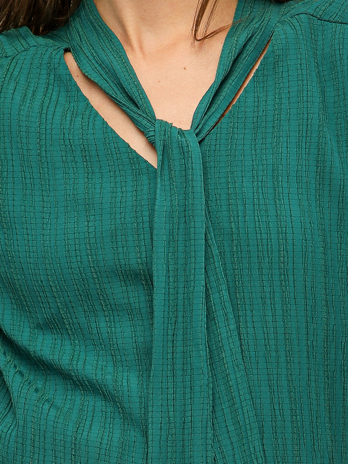 Pleated Bell Sleeve Teal Top