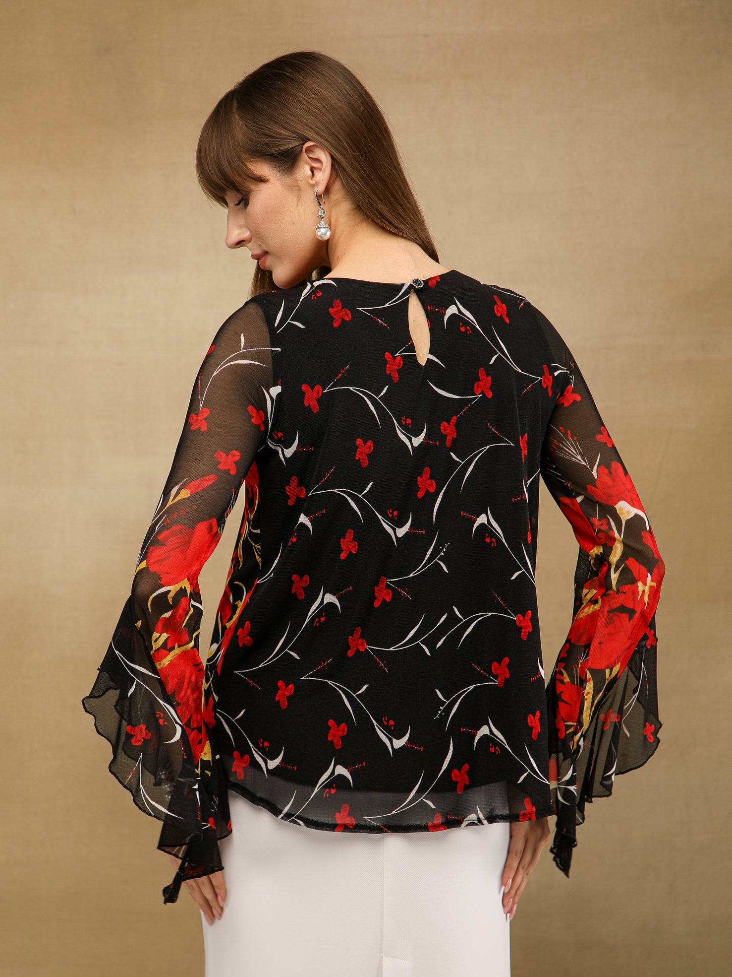 Crimson Bell Sleeve Top
