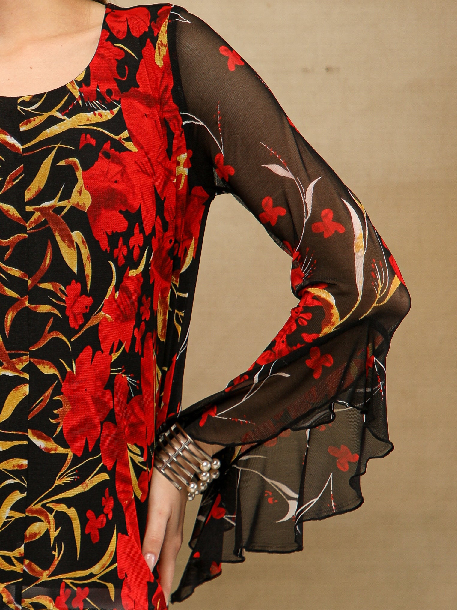 Crimson Bell Sleeve Top