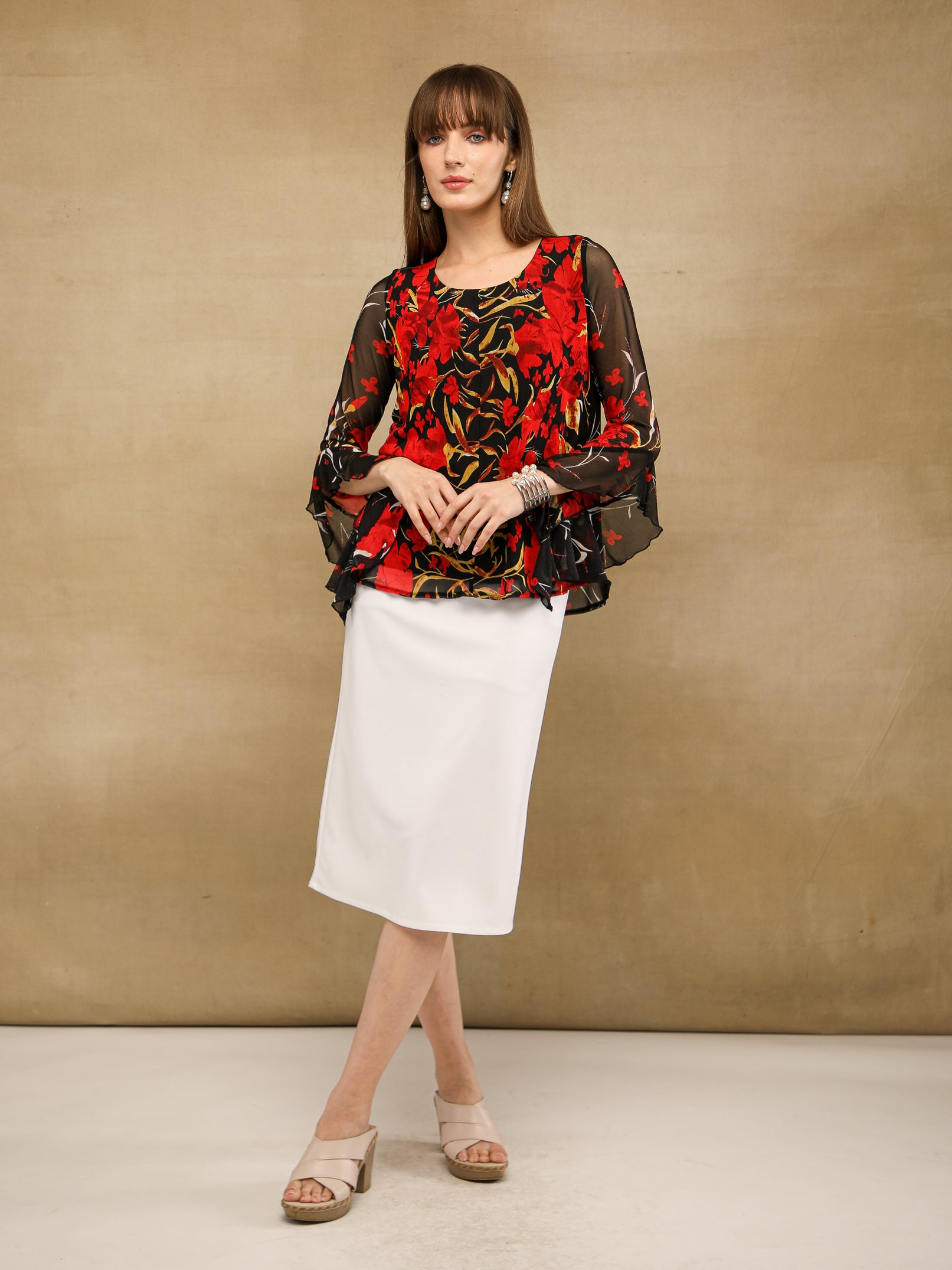 Crimson Bell Sleeve Top