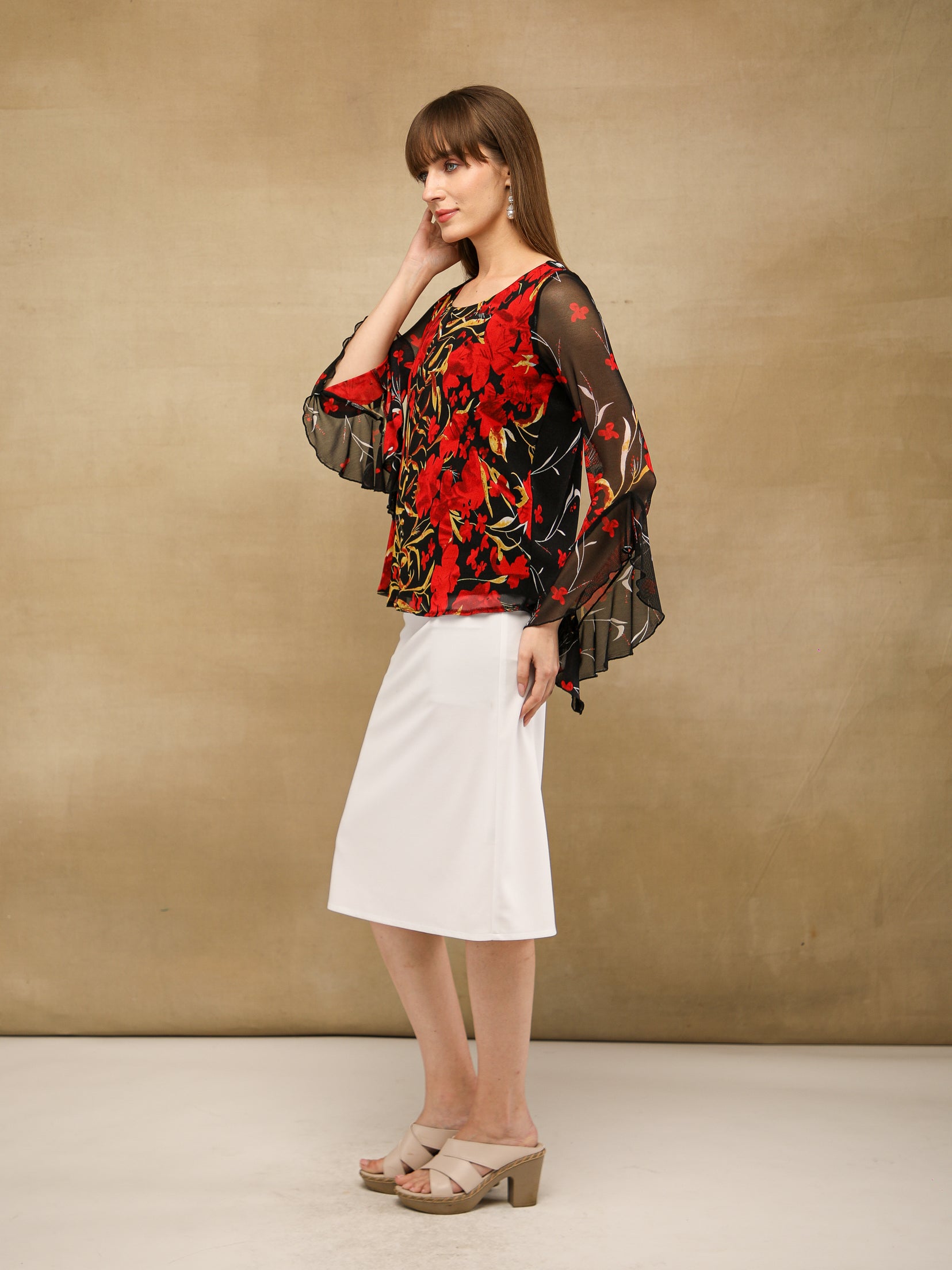 Crimson Bell Sleeve Top