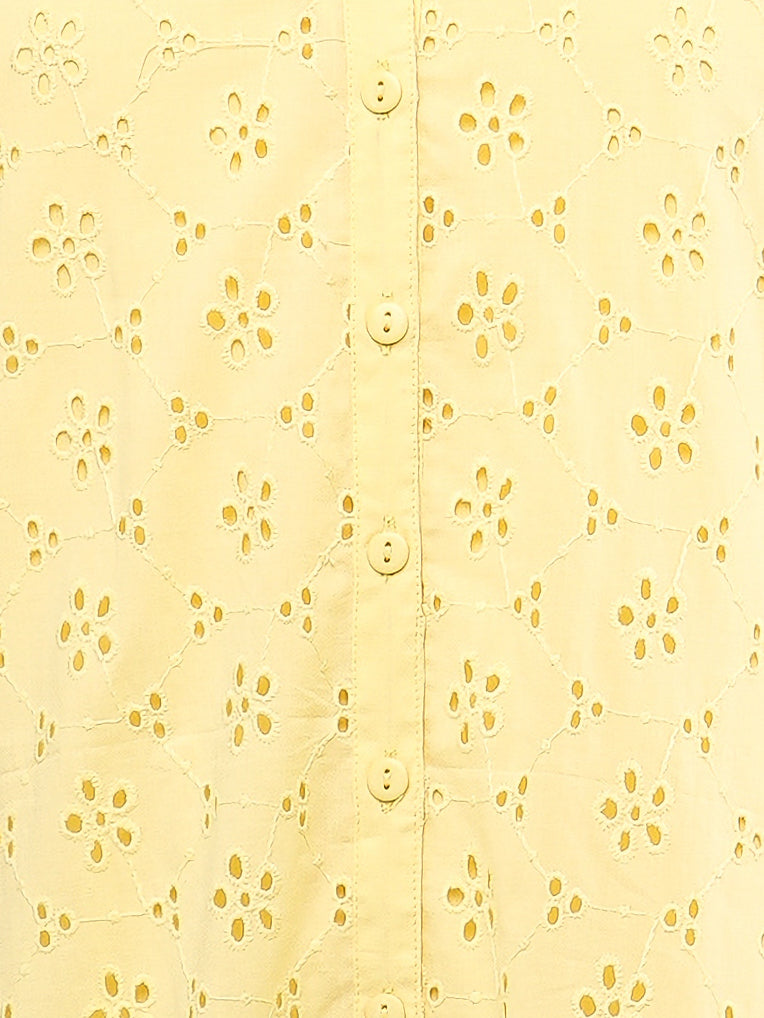 Butter Yellow Relaxed Schiffli Dress