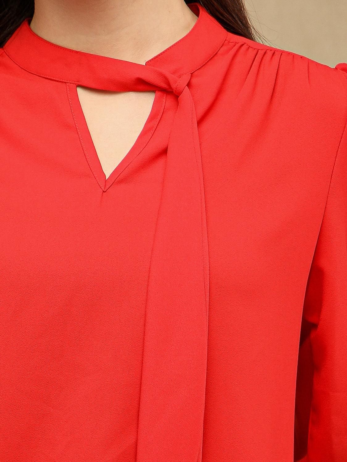 Red Tie Neck Top