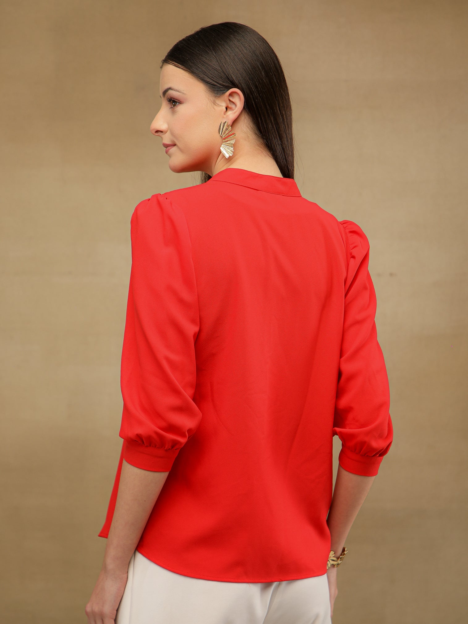 Red Tie Neck Top