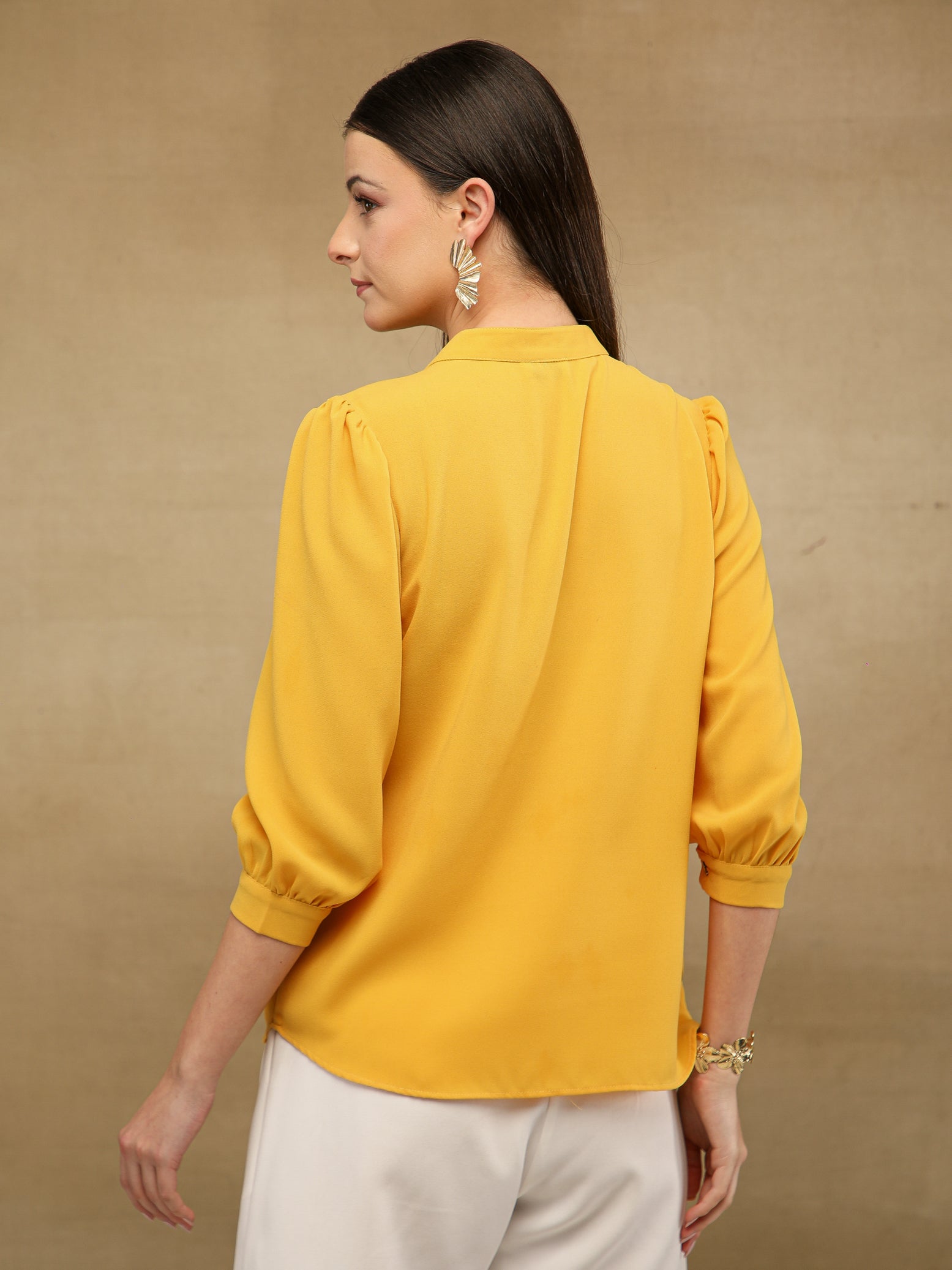 Yellow Tie Neck Top