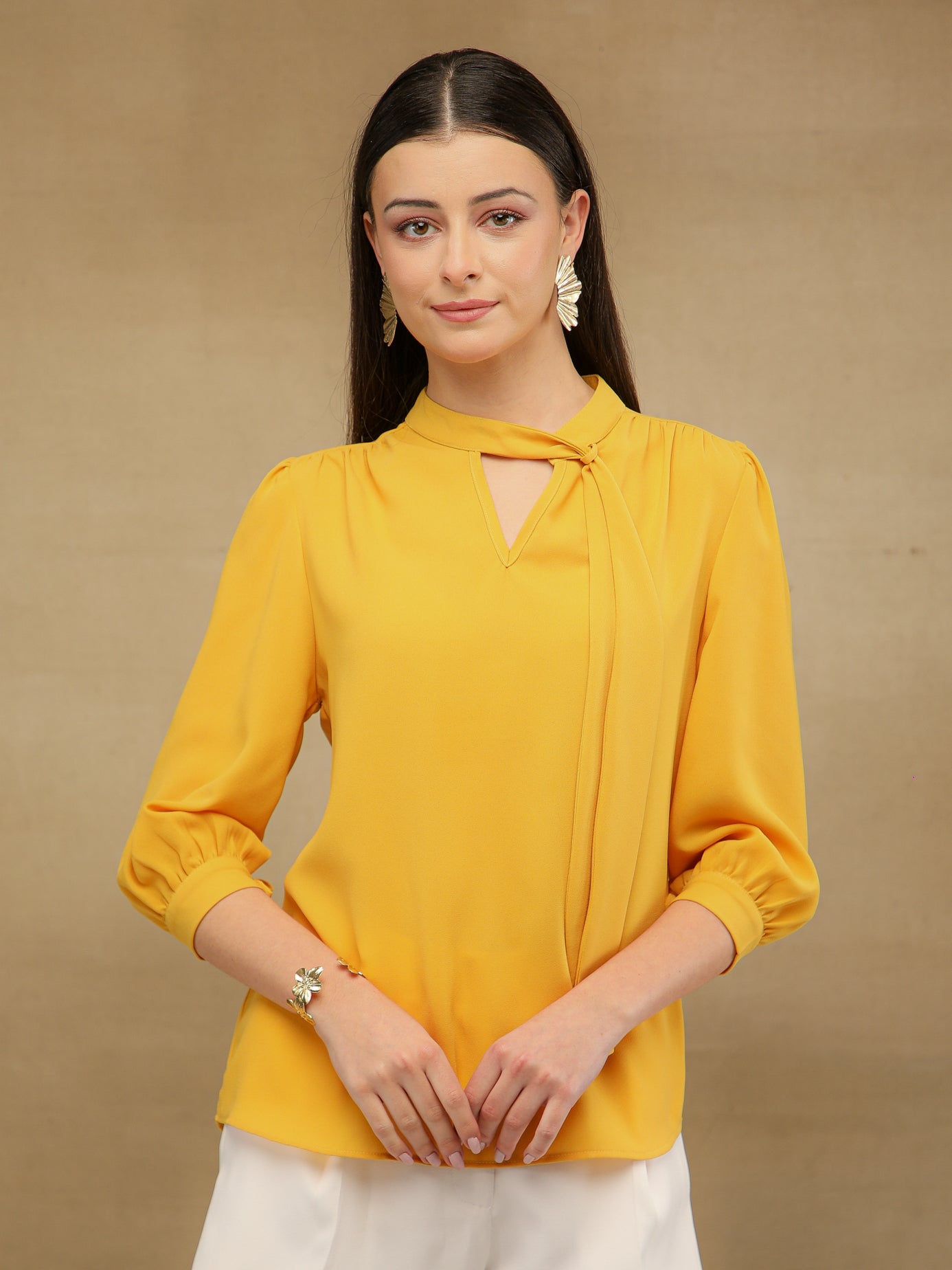 Yellow Tie Neck Top